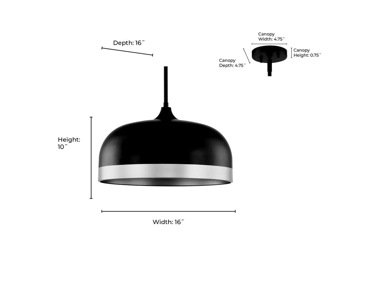 10'' Amarra Matte Black 3 Light Pendant