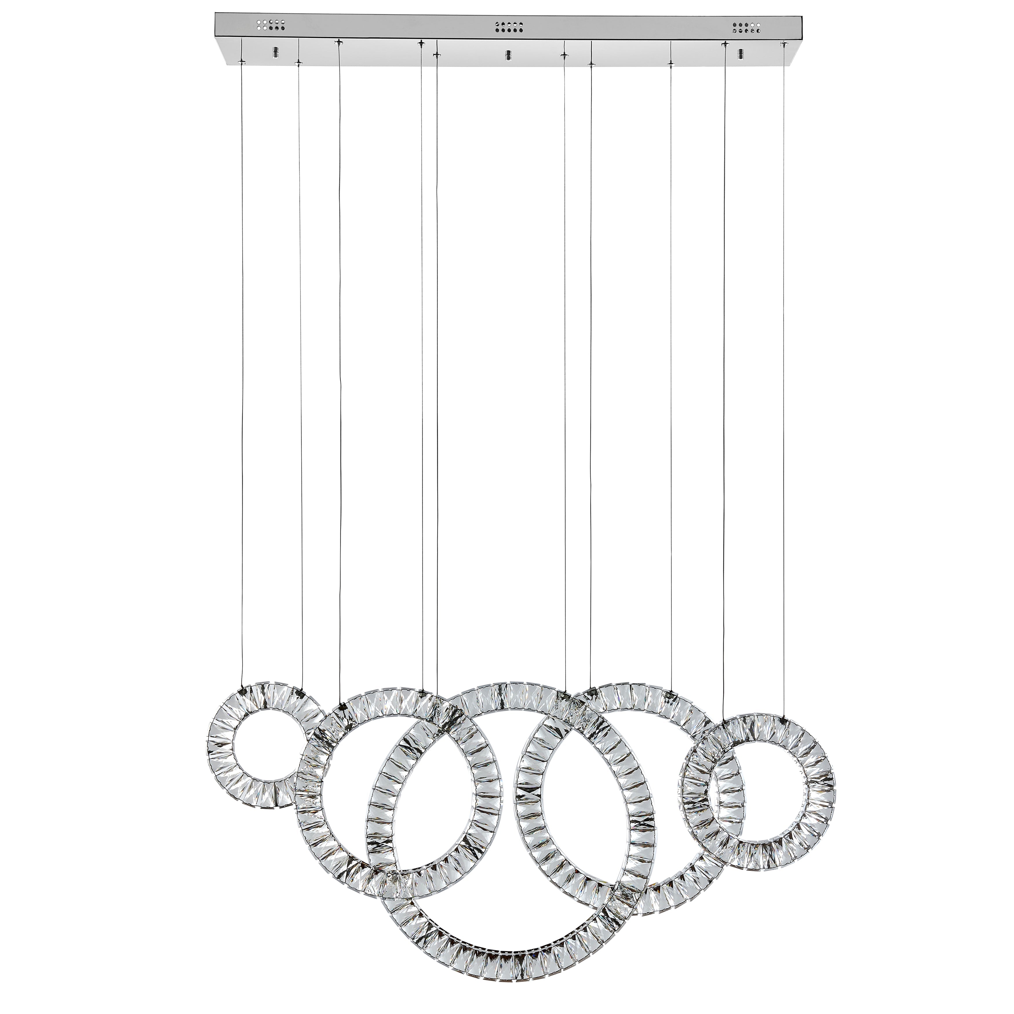 5 Hoop Crystal Progression Chandelier | Chrome