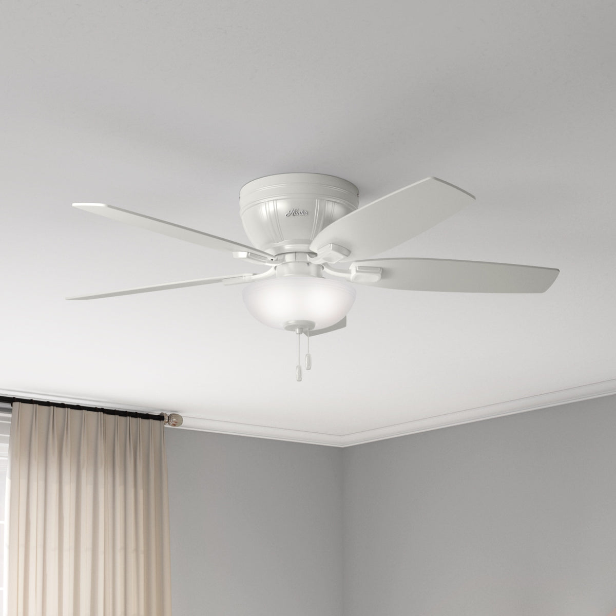 52 inch Kenbridge Fresh White Low Profile Ceiling Fan with LED Light Kit and Pull Chain