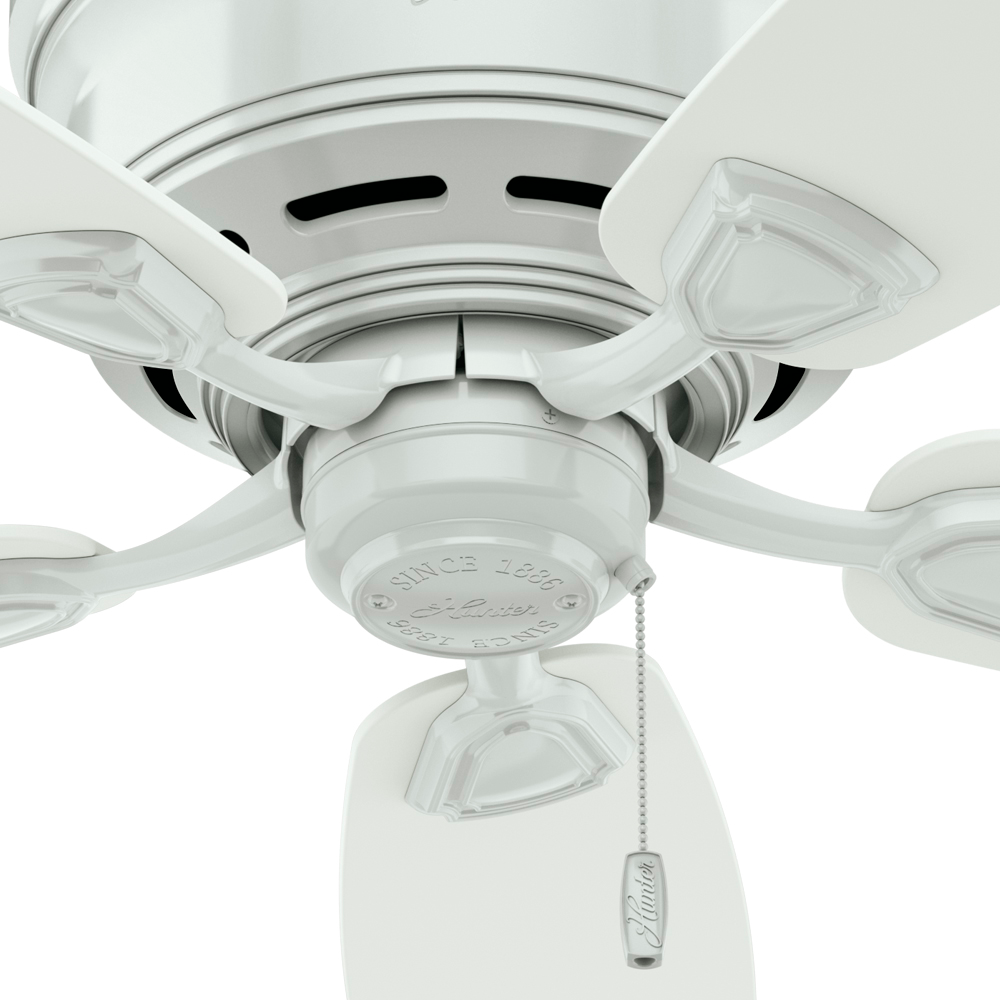 48 inch Sea Wind White Low Profile Damp Rated Ceiling Fan and Pull Chain