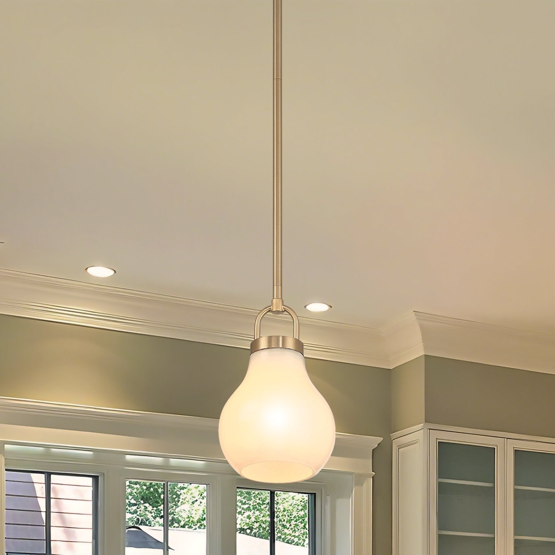 Mansfield 6-inch 1-light Champagne Gold Pendant Light with Opal Glass Shade