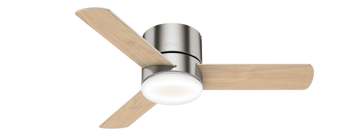 44 inch Minimus Brushed Nickel Low Profile Ceiling Fan with LED Light Kit and Handheld Remote