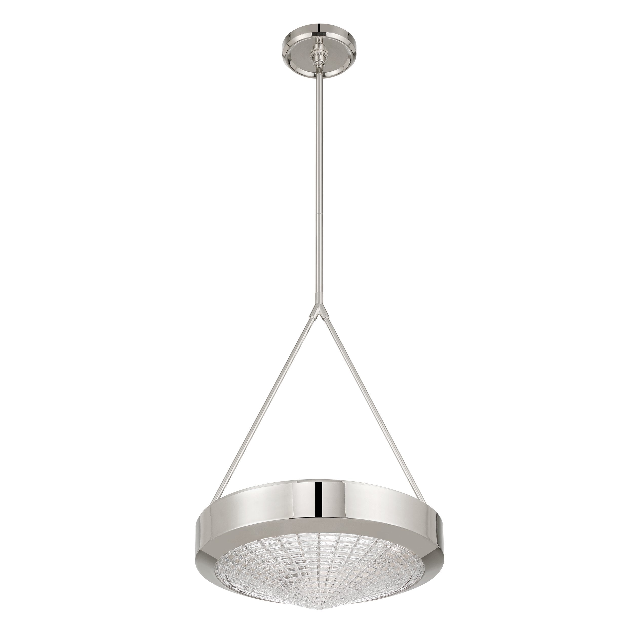 Agate 15-inch 3-light Polished Nickel Pendant Light with Clear Holophane Glass Shade