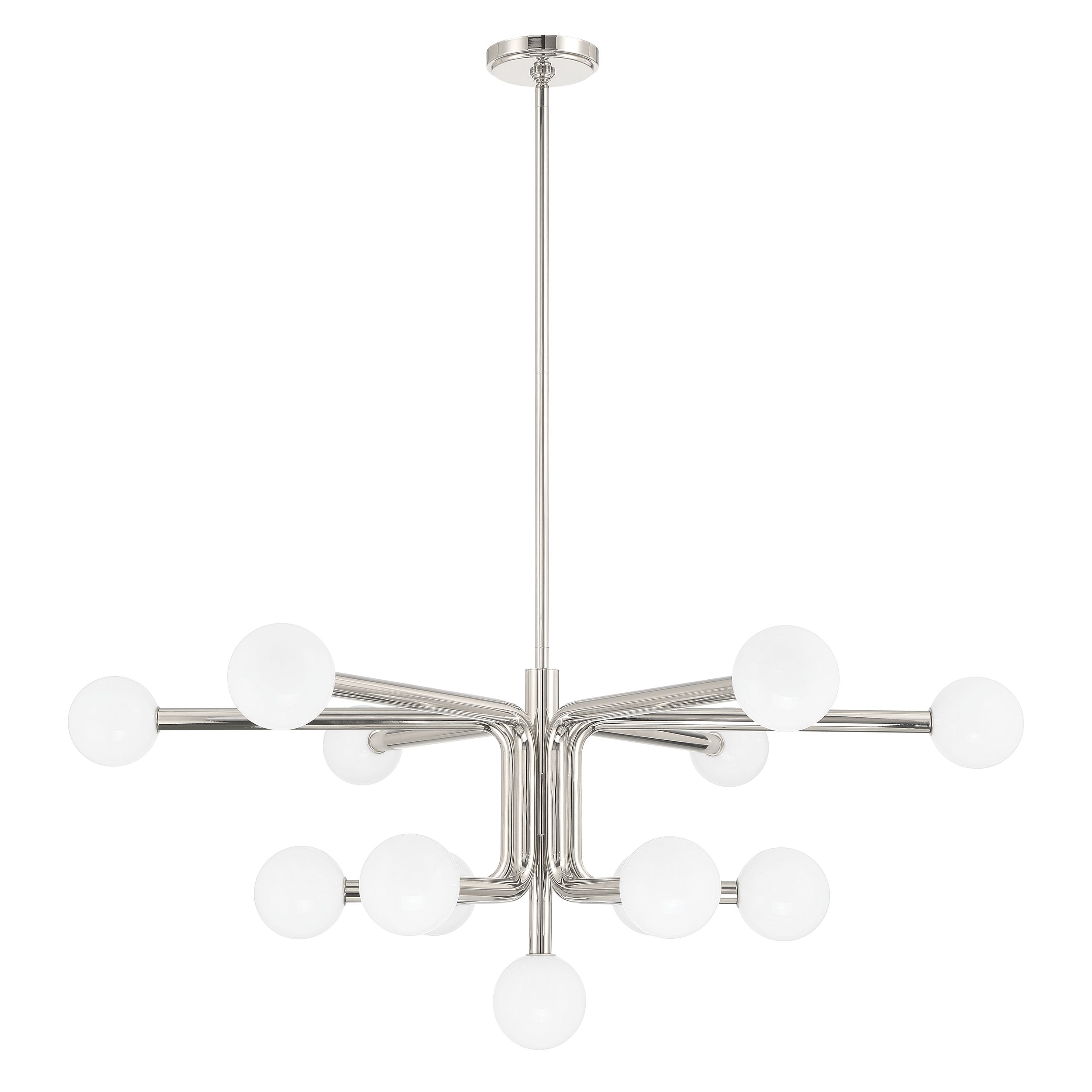 Stockholm 40-inch 13-light Polished Nickel Chandelier with Opal Glass Shades