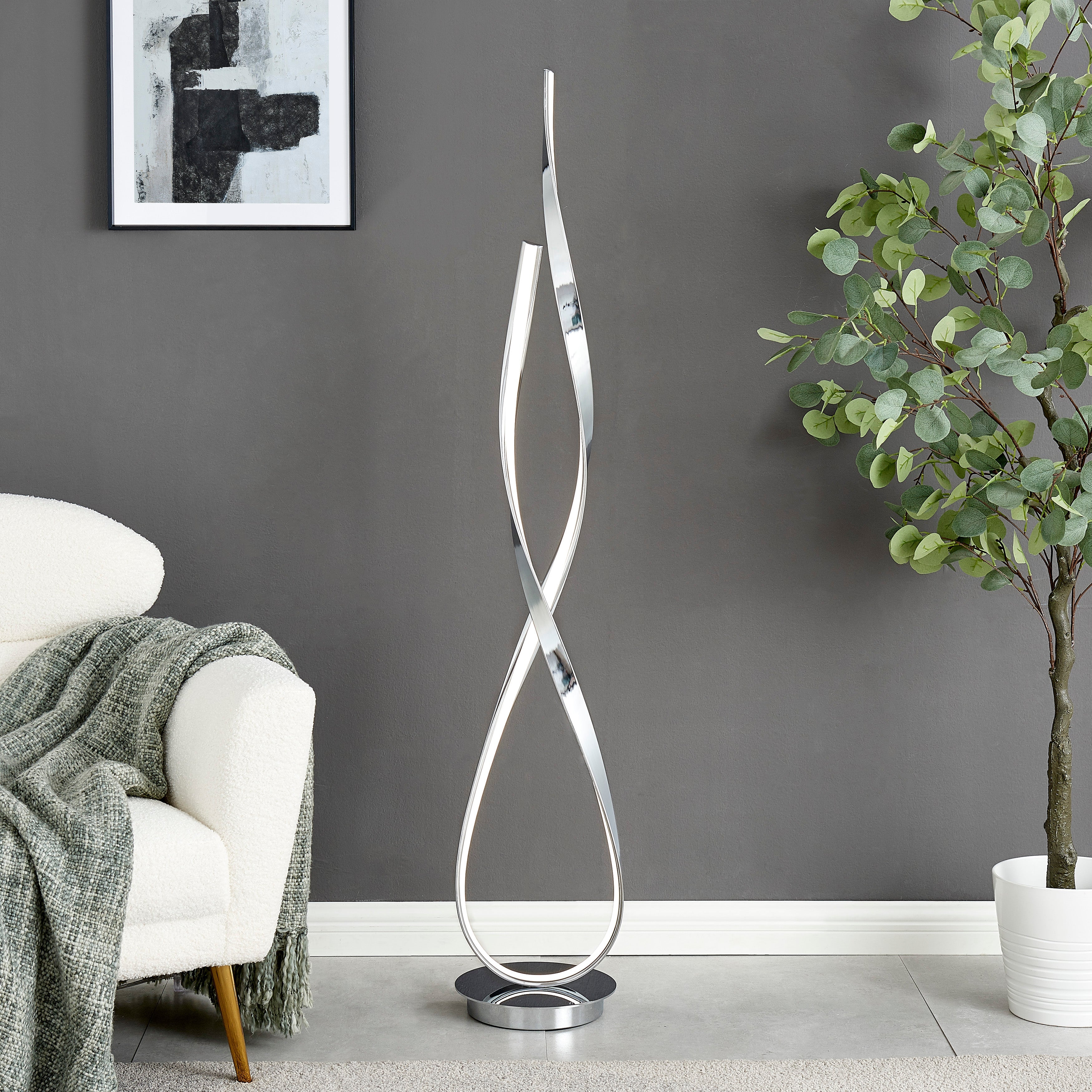 Chrome Vienna LED 55" Tall Floor Lamp | Dimmable