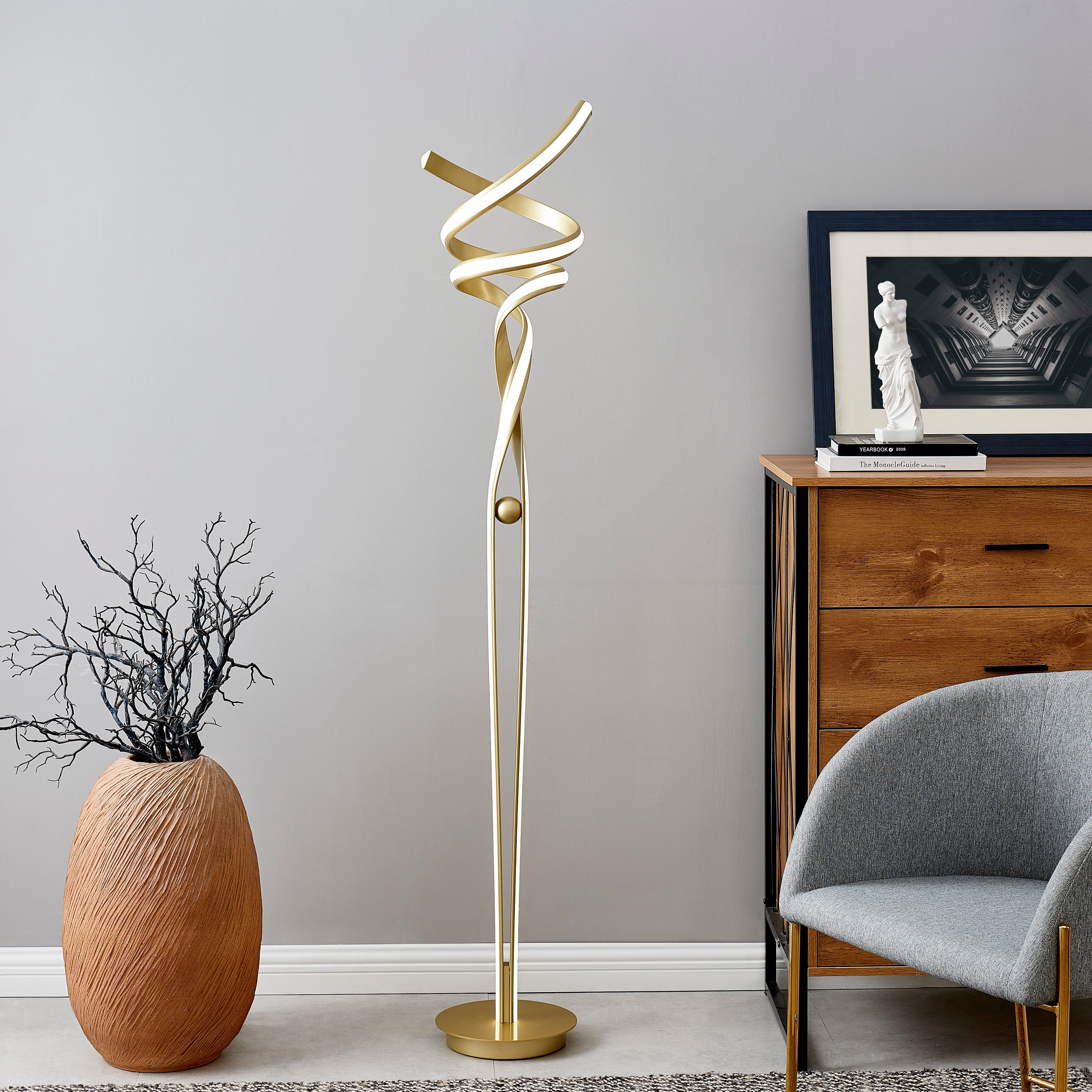 Munich LED Sandy Gold 63" Floor Lamp | Dimmable
