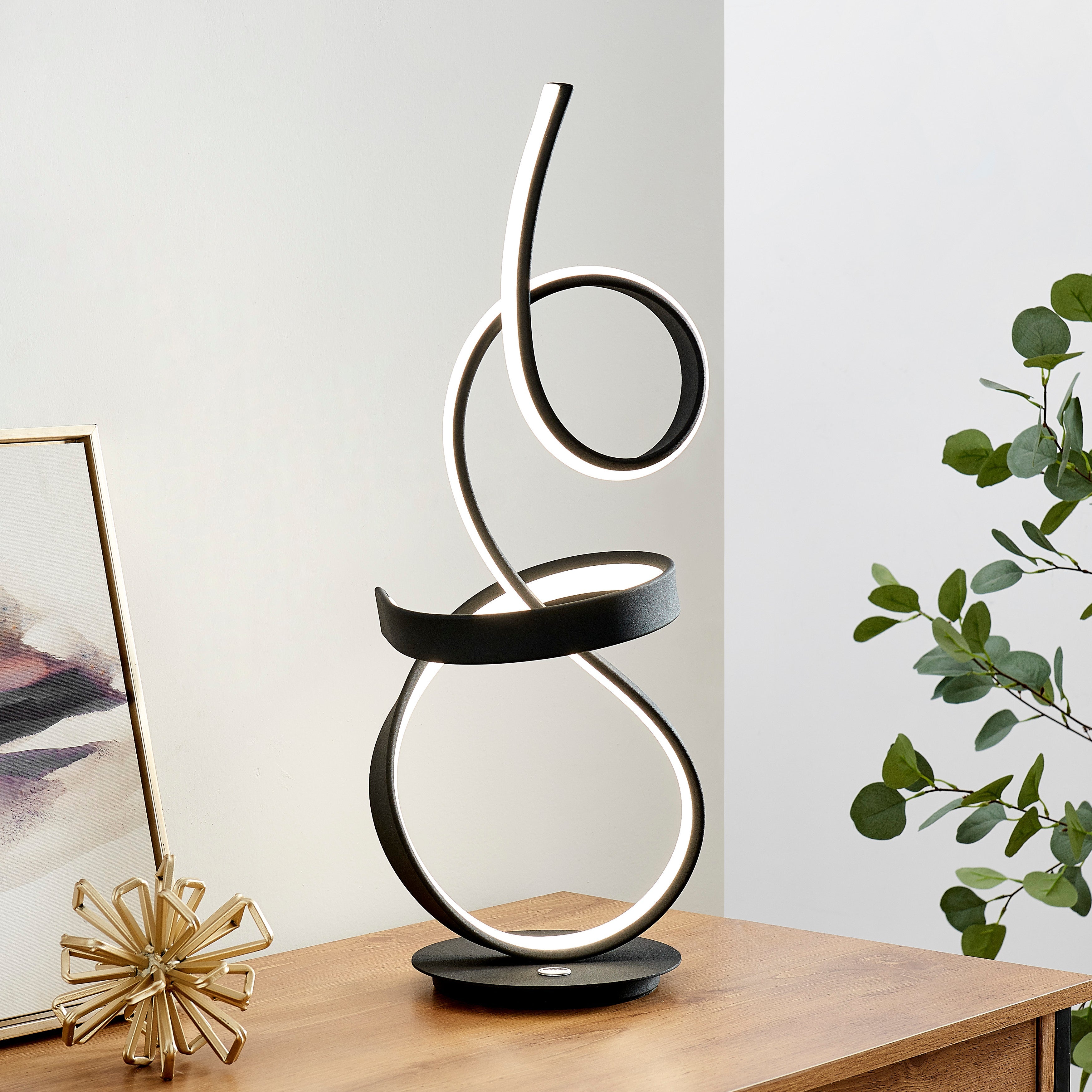 Amsterdam Black Table Lamp | LED Strip & Touch Dimmer