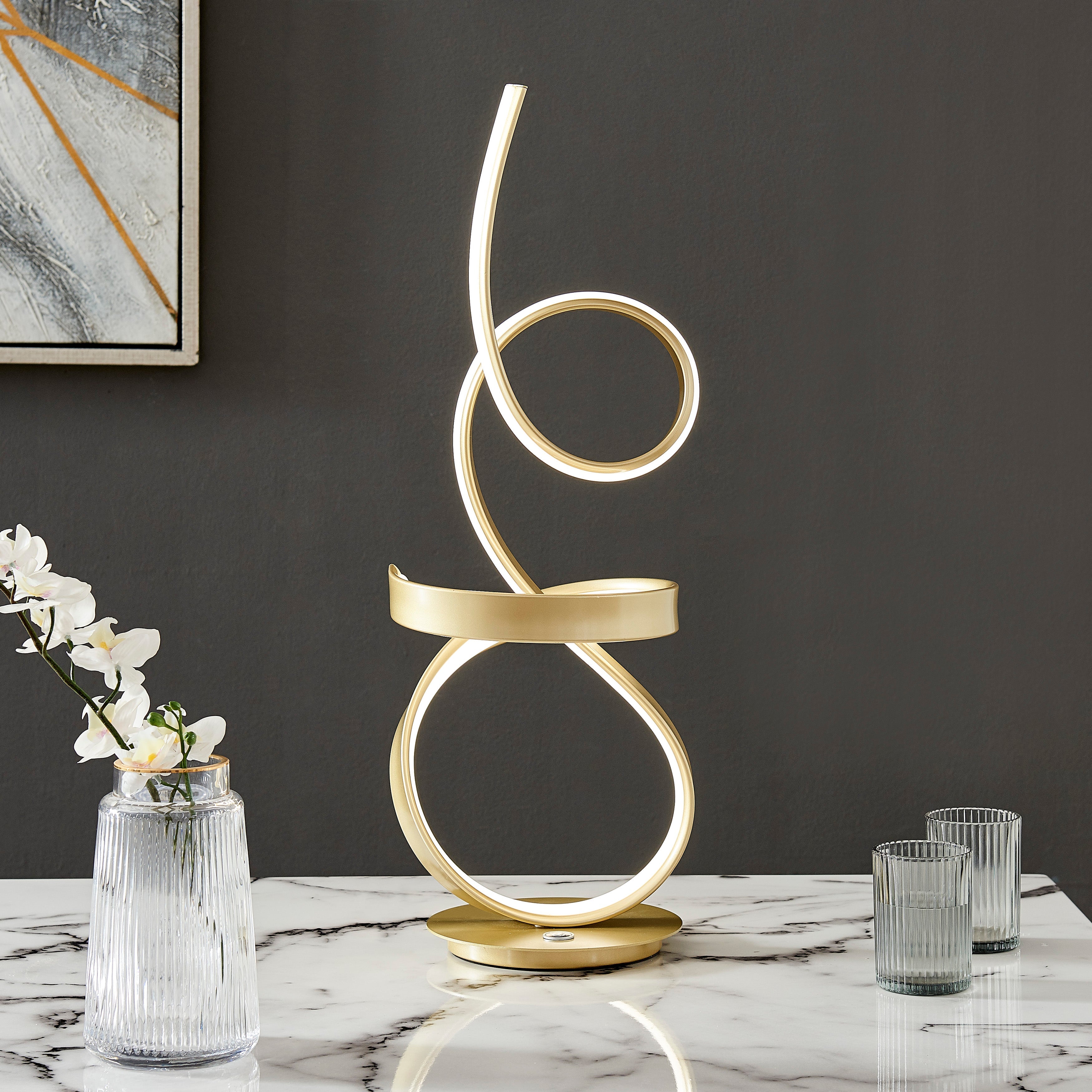 Amsterdam Gold Table Lamp | LED Strip & Touch Dimmer