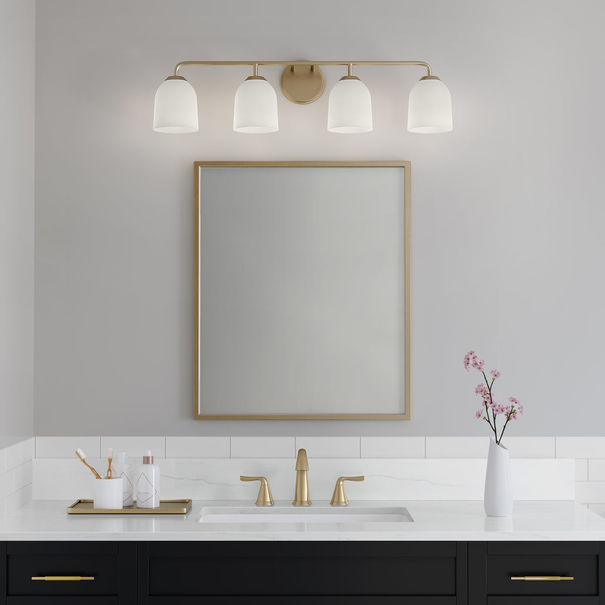 32'' Norah Vintage Brass 4 Light Bath Vanity