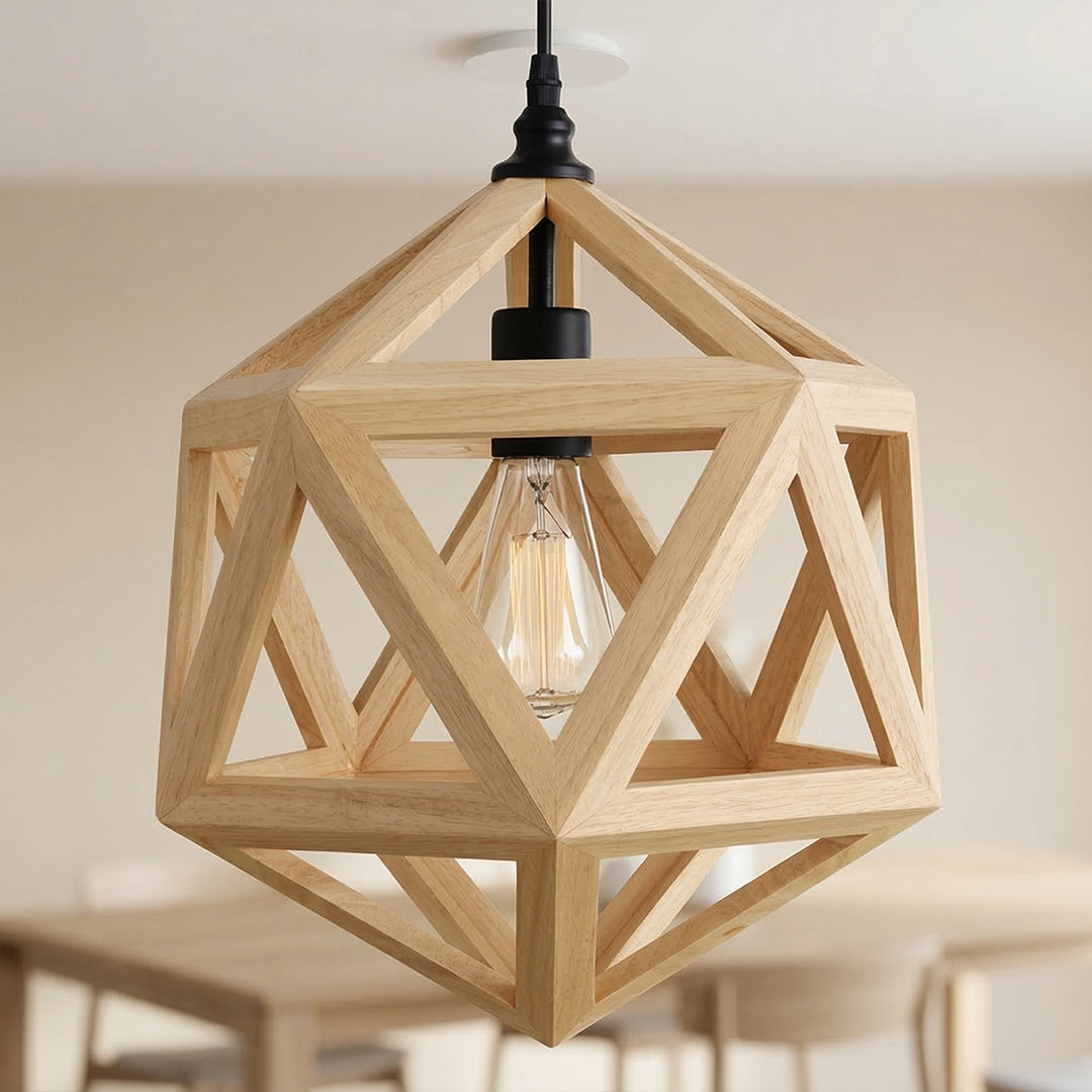 Lante 1 Light Black Pendant Wood Pendant
