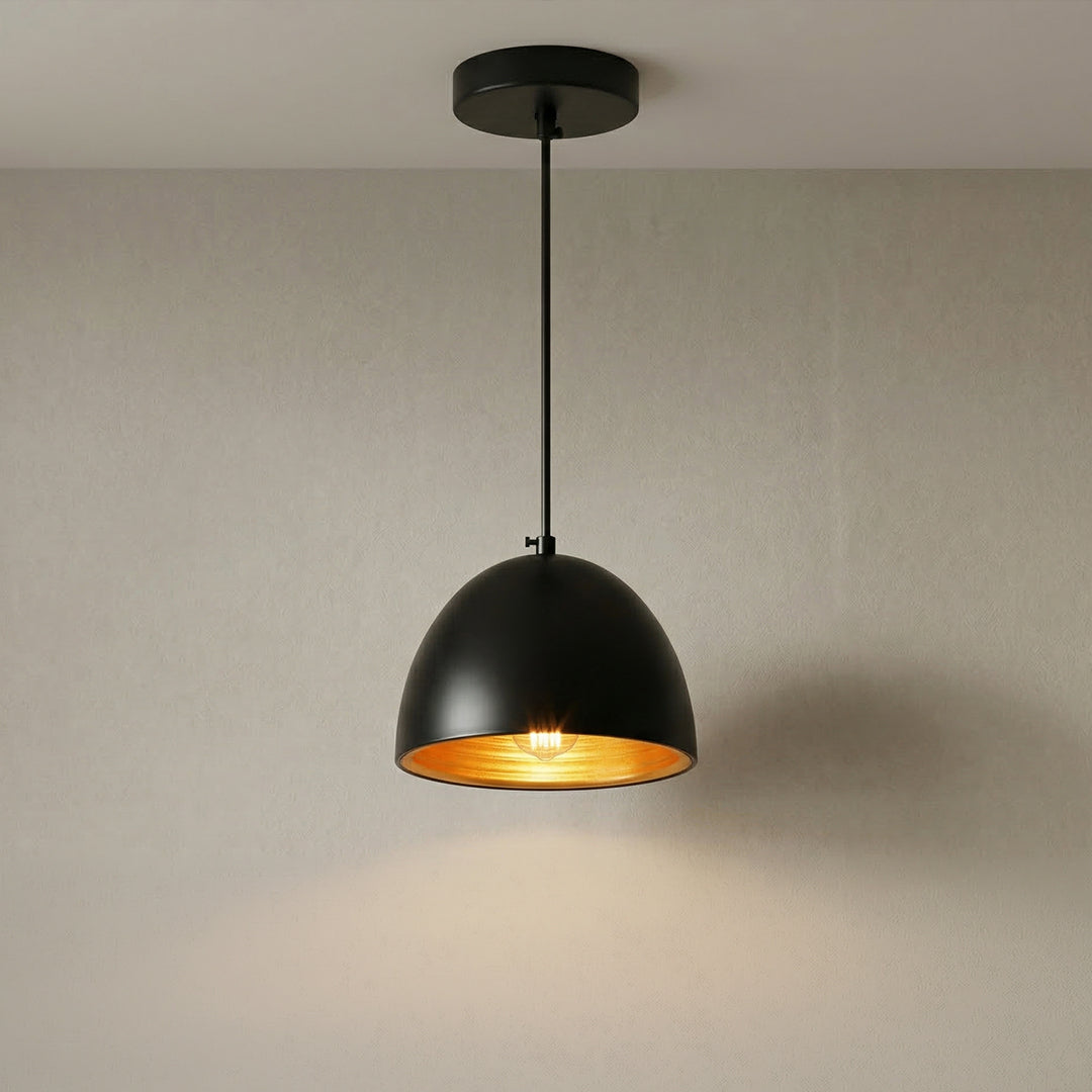 Modest 1 Light 7in Black Down Pendant Light