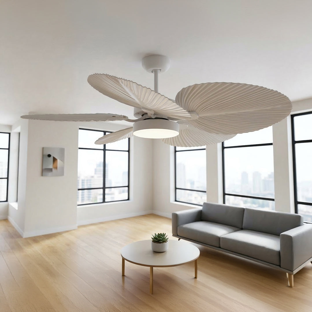 Bali 52 Inch White Fan with LED Light Antique White with Remote Included