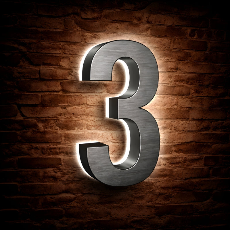 Illuminated Address Numbers - Stainless Steel - 6000K
