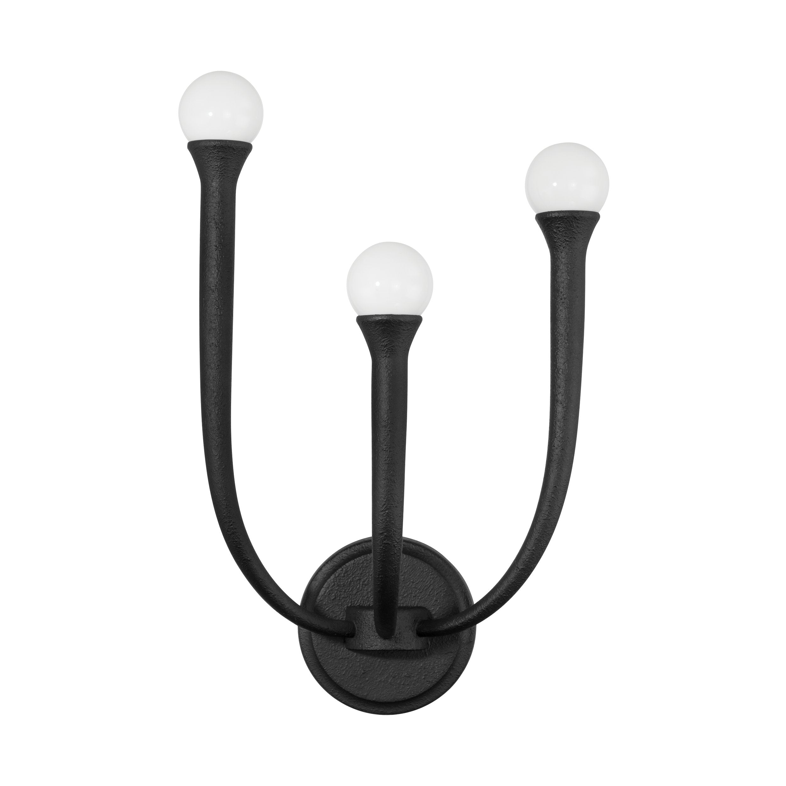 Dahlia 18-inch 3-light Plaster Black Wall Sconce with Opal Glass Shades