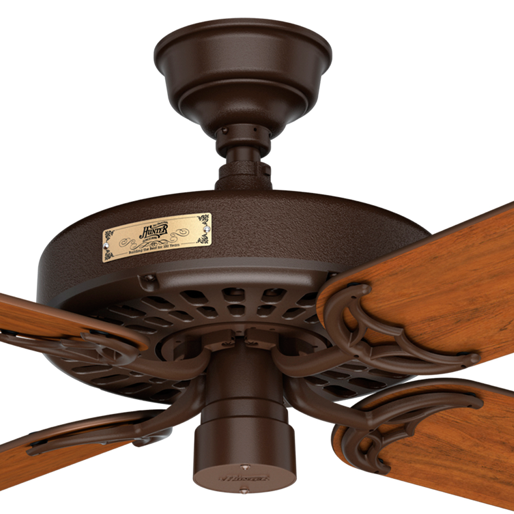 52 inch Original Chestnut Brown Damp Rated Ceiling Fan and Pull Chain