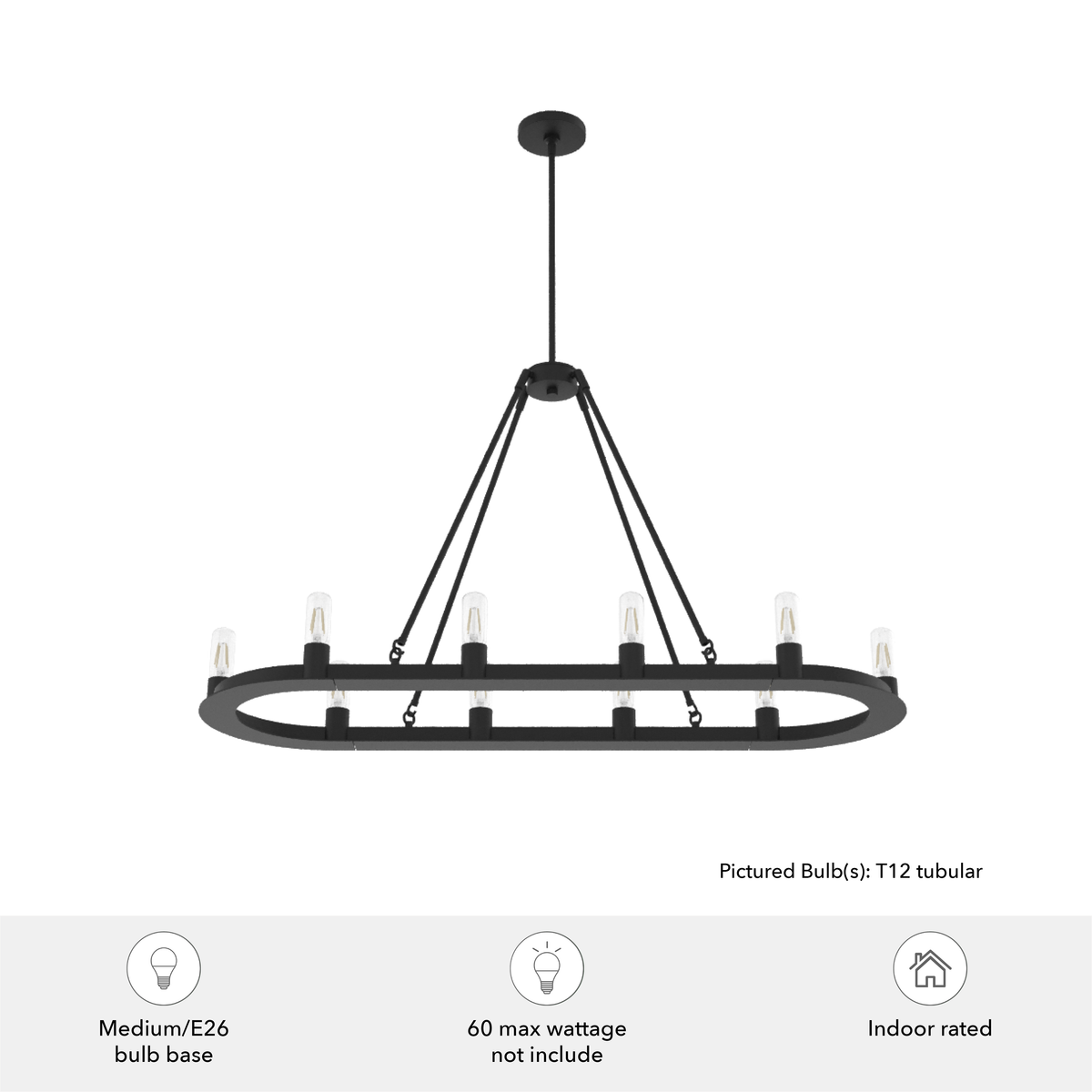 Saddlewood 46-inch 10-light Natural Black Iron Linear Chandelier