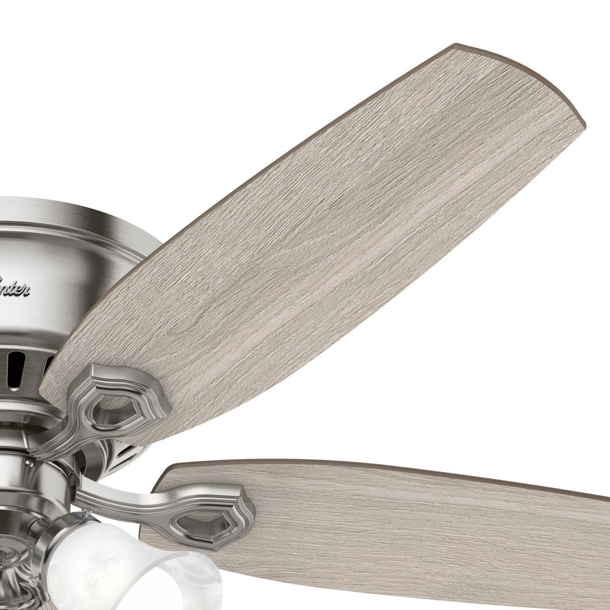 52 inch Builder Brushed Nickel Low Profile Ceiling Fan with LED Light Kit