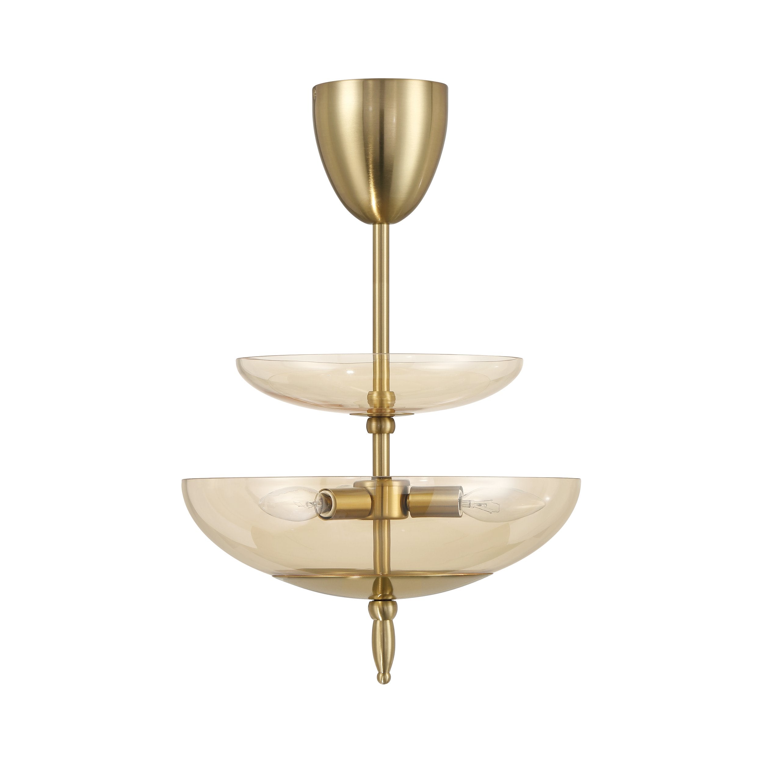 Fiorello 14-inch 3-light Brushed Gold Convertible Pendant with Smoked Amber Glass Shades
