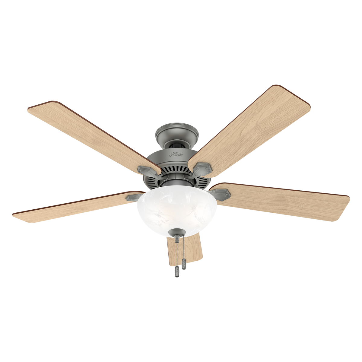 52 inch Swanson Matte Silver Ceiling Fan with LED Light Kit and Pull Chain