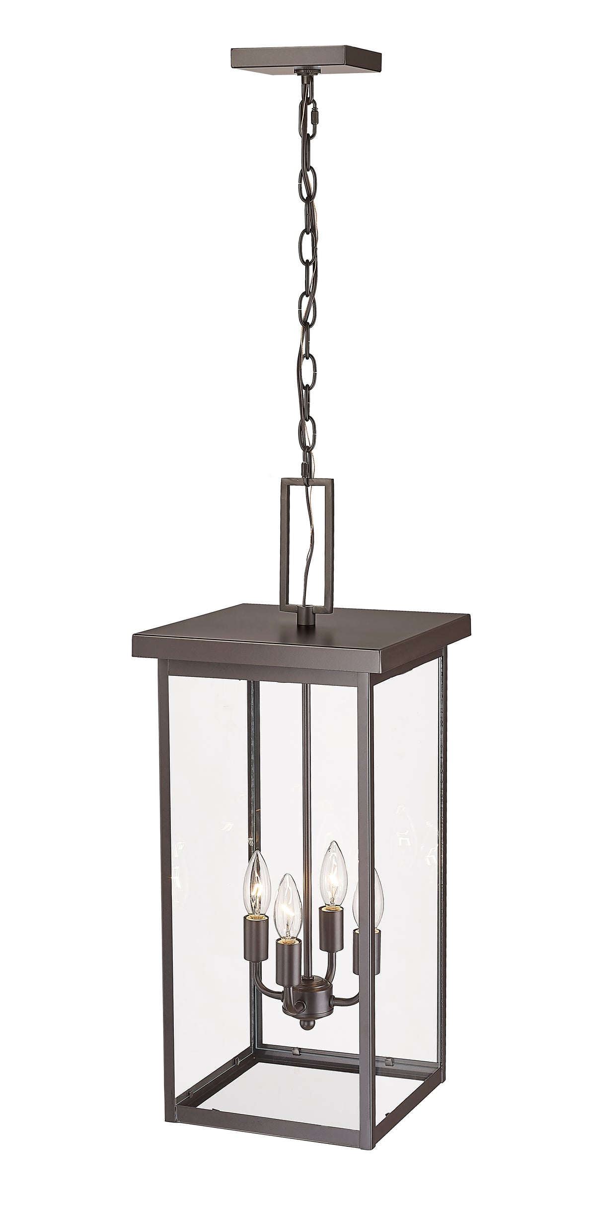27-inch Barkeley Powder Coated Bronze 4-Light Outdoor Hanging Lantern with Clear Glass