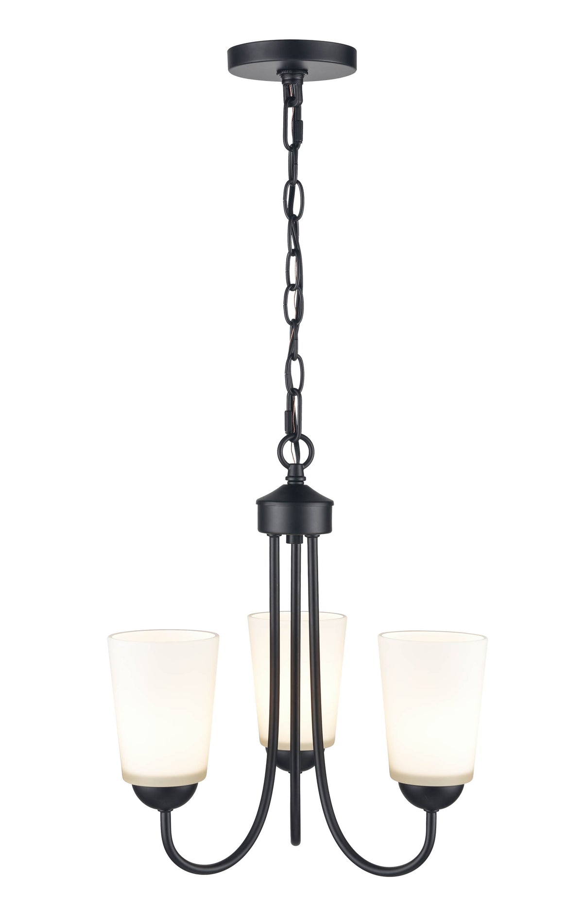 15.5'' Ivey Lake Matte Black 3 Light Chandelier