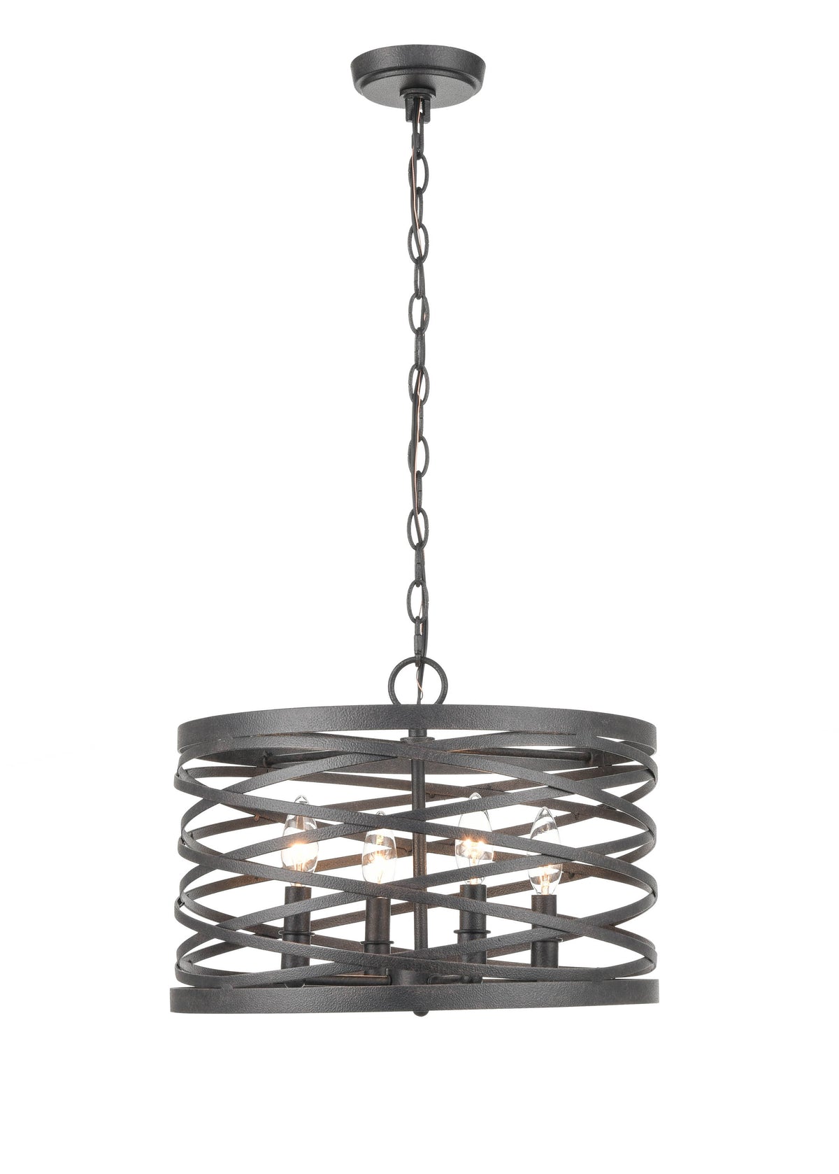 12'' None Weathered Iron 4 Light Pendant