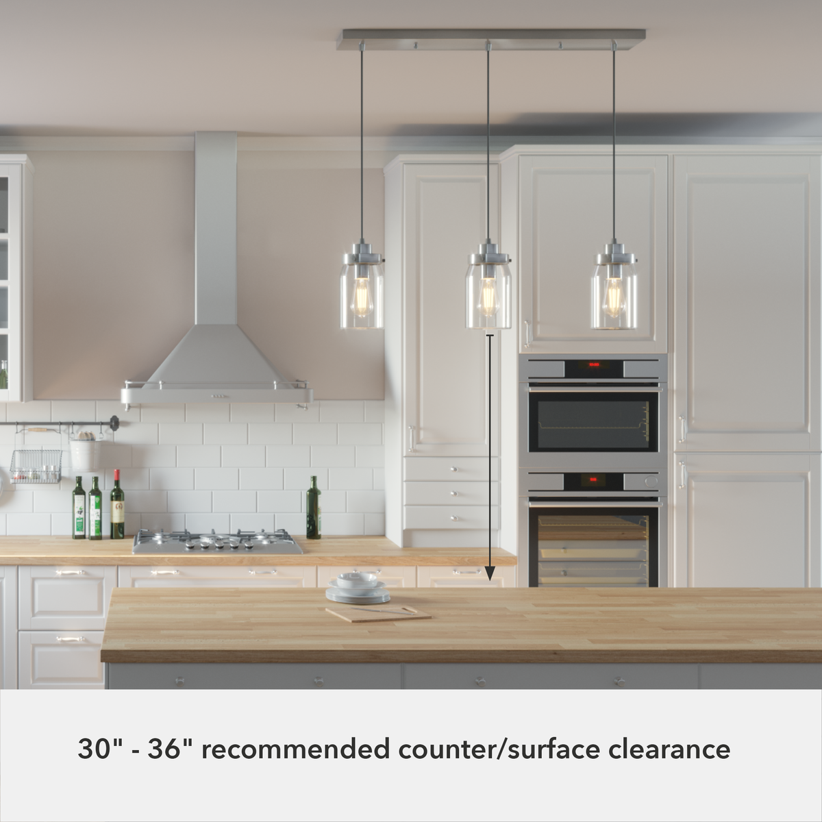 Devon Park 28.5-inch 3-light Brushed Nickel Linear Pendant Cluster with Clear Glass