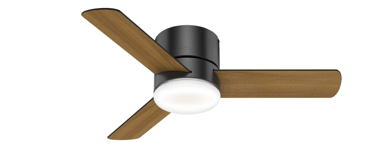 44 inch Minimus Matte Black Low Profile Ceiling Fan with LED Light Kit and Handheld Remote