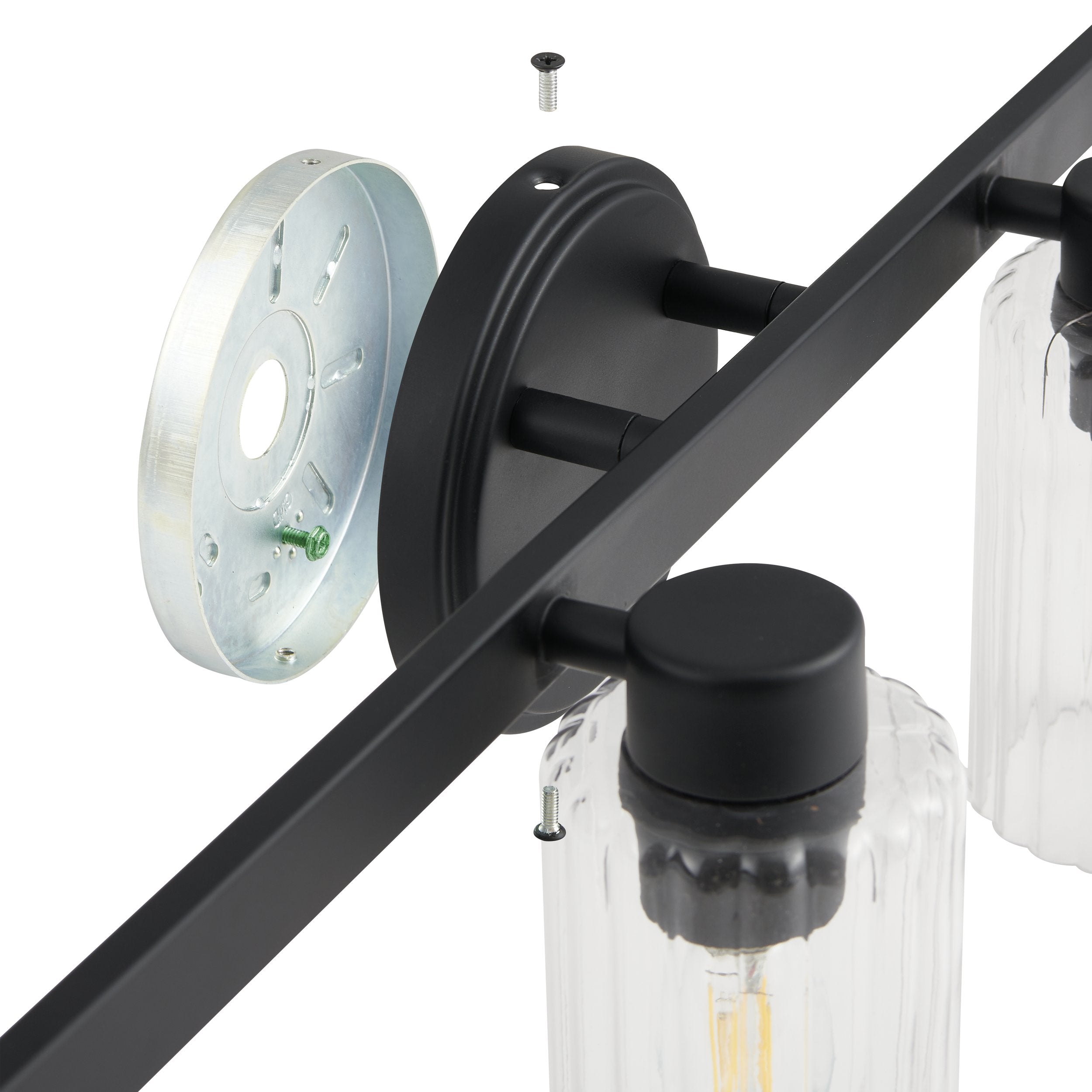 Bedminster 30-inch 4-light Matte Black Vanity Light with Clear Ribbed Glass Shades