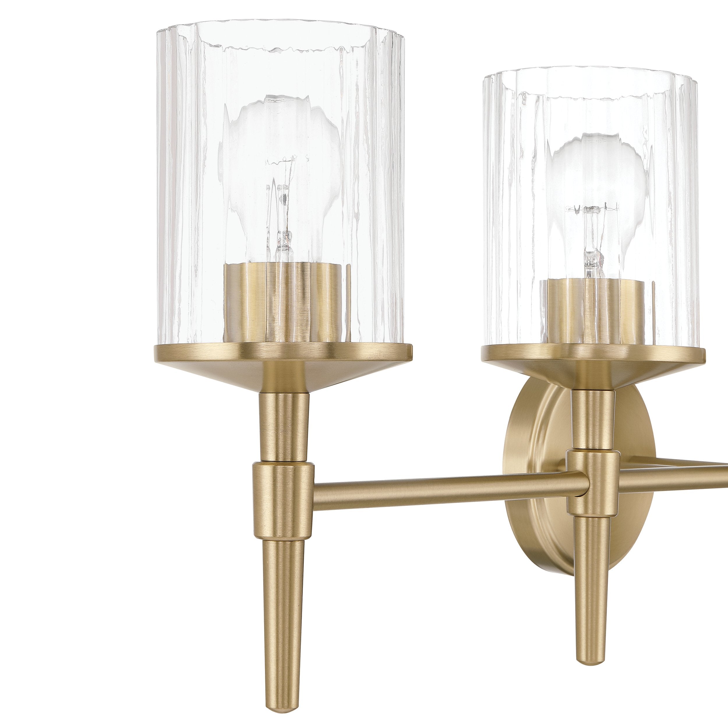 Andrea 32-inch 4-light Champagne Gold Vanity Light with Clear Ribbed Glass Shades