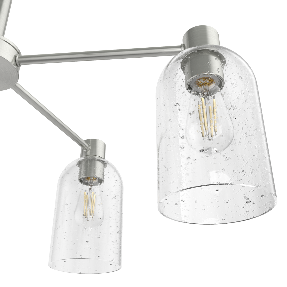 Lochemeade 26-inch 5-light Brushed Nickel Chandelier with Seeded Glass
