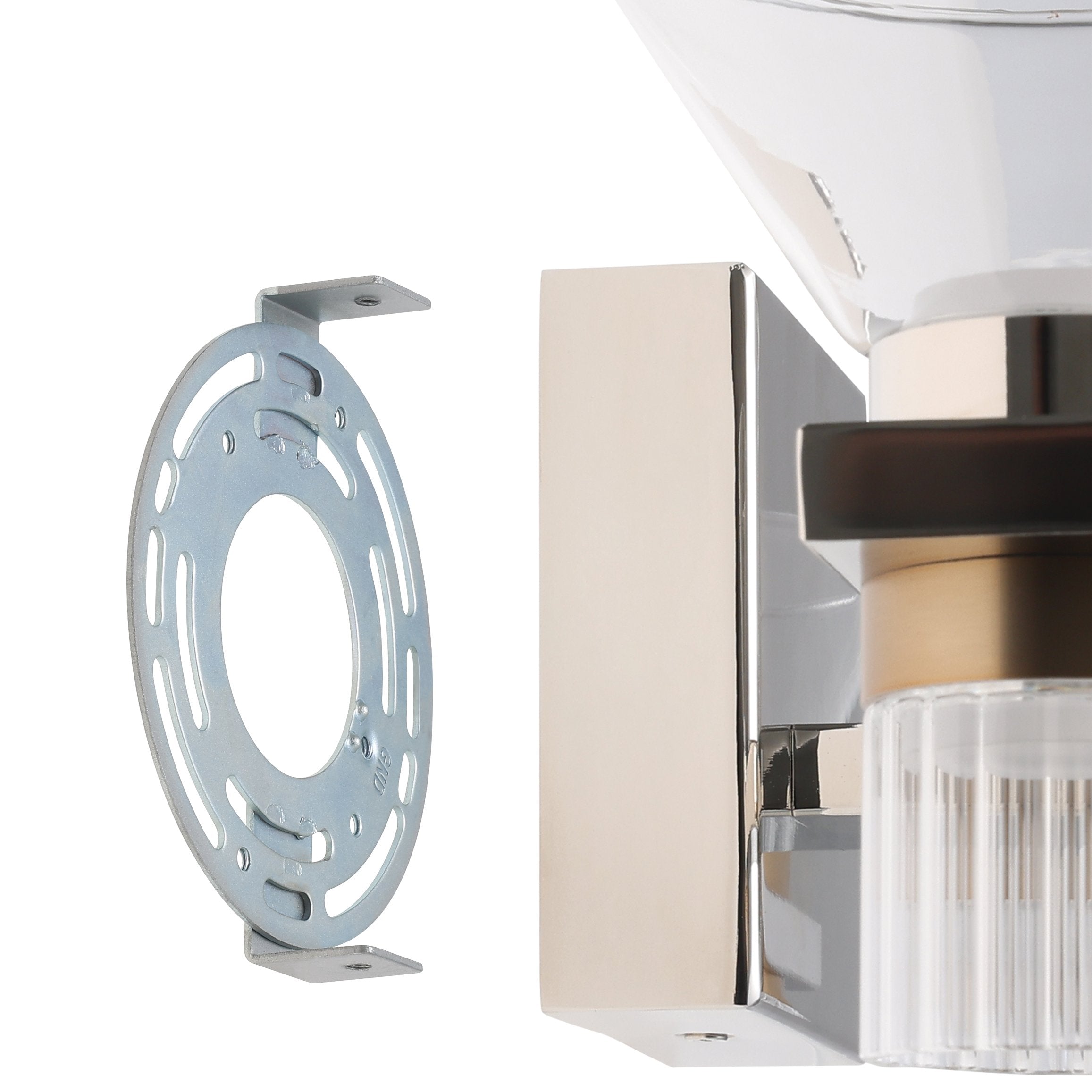 Blake 25-inch 6-light Polished Nickel and Champagne Gold 5CCT LED Vanity Light with Clear and Clear Ribbed Glass