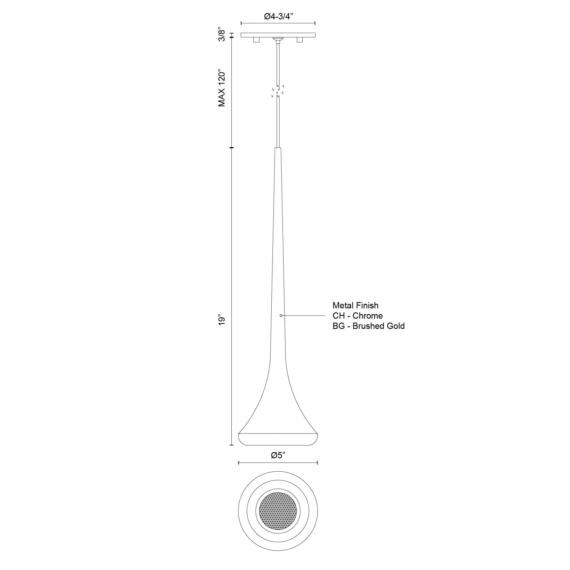Bach 5-in Steel Pendant