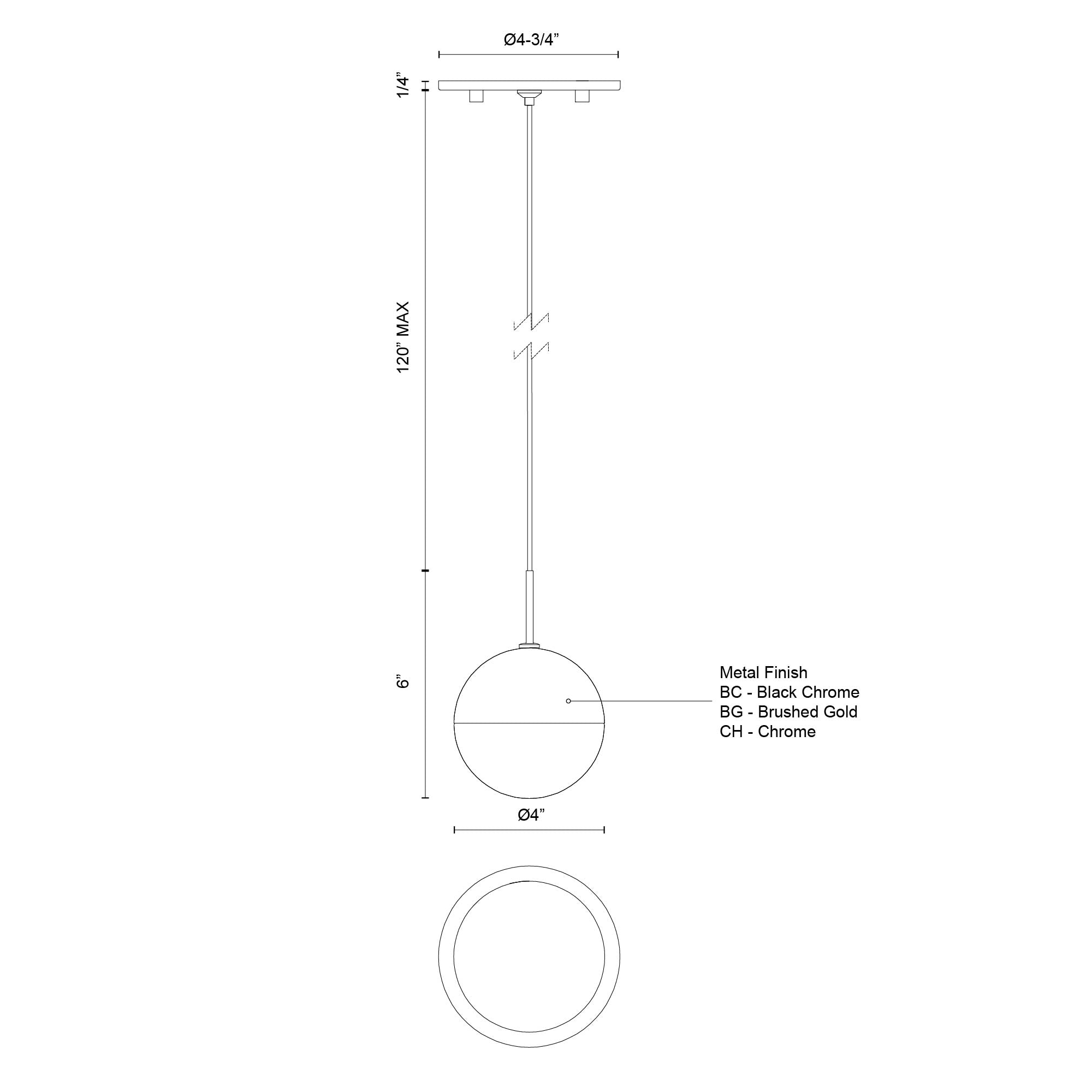 Pluto 4-in Steel Pendant