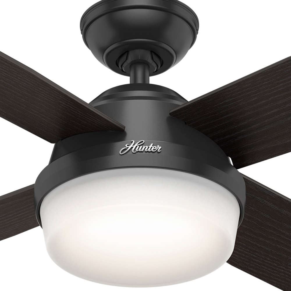52 inch Dempsey Matte Black Damp Rated Ceiling Fan with LED Light Kit and Handheld Remote