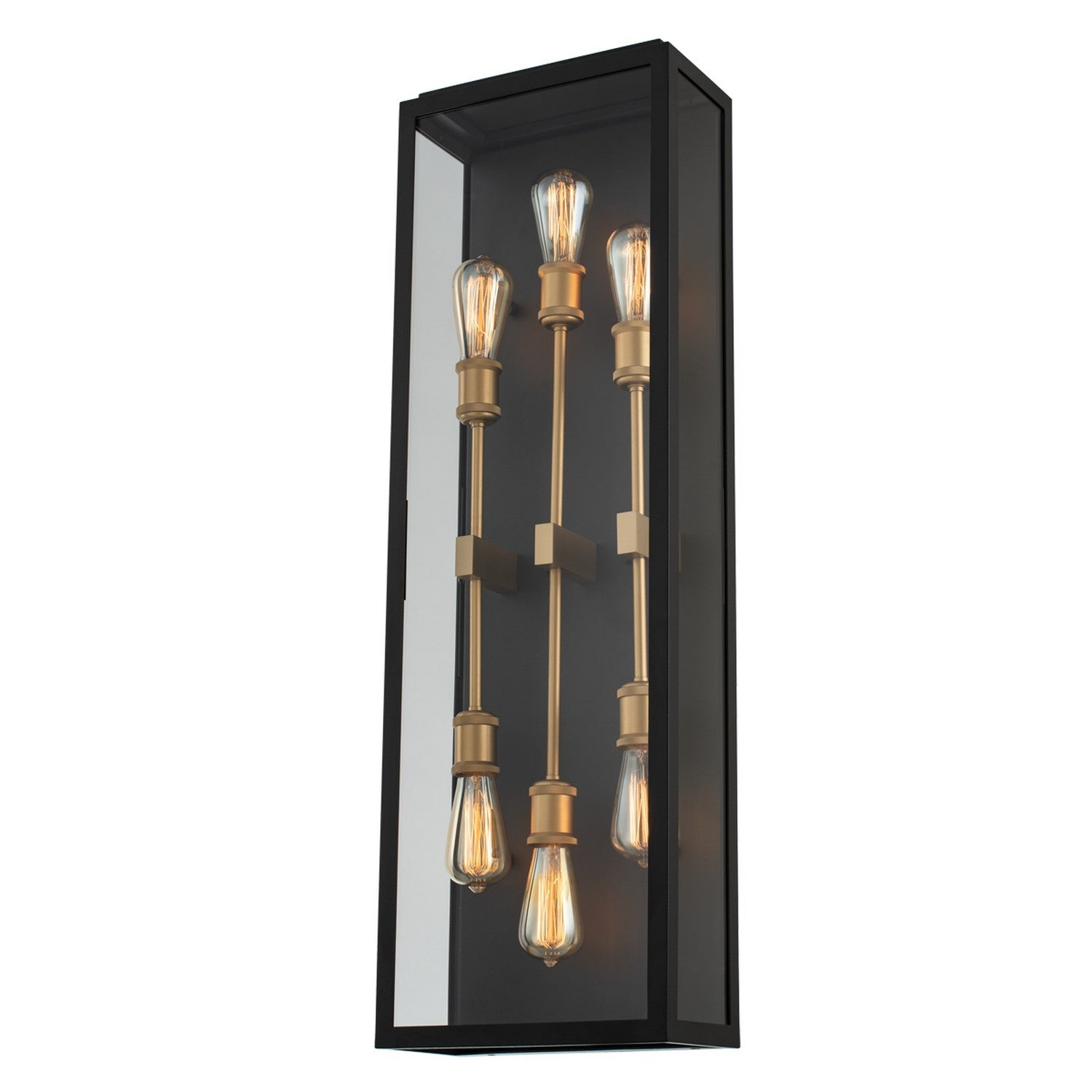 12'' Ashland 6 Light Black w/ Sanded Gold Outdoor Wall Sconce