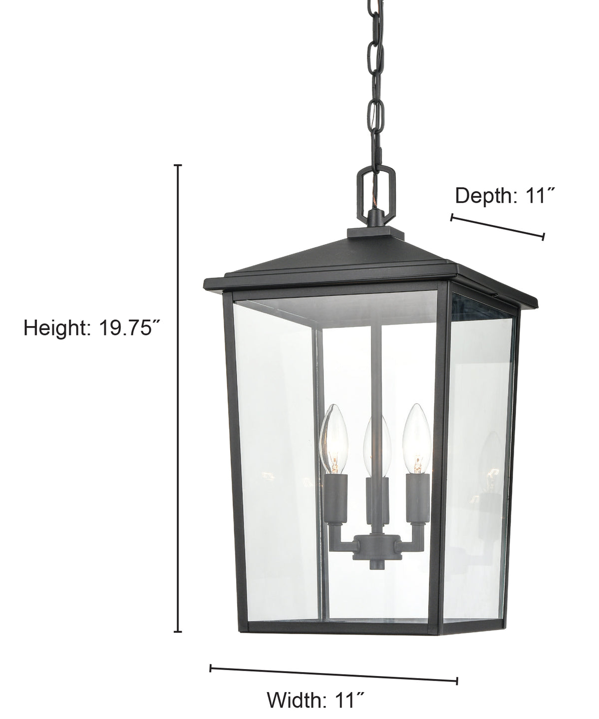 19.75'' Fetterton Powder Coated Bronze 3 Light Hanging Lantern