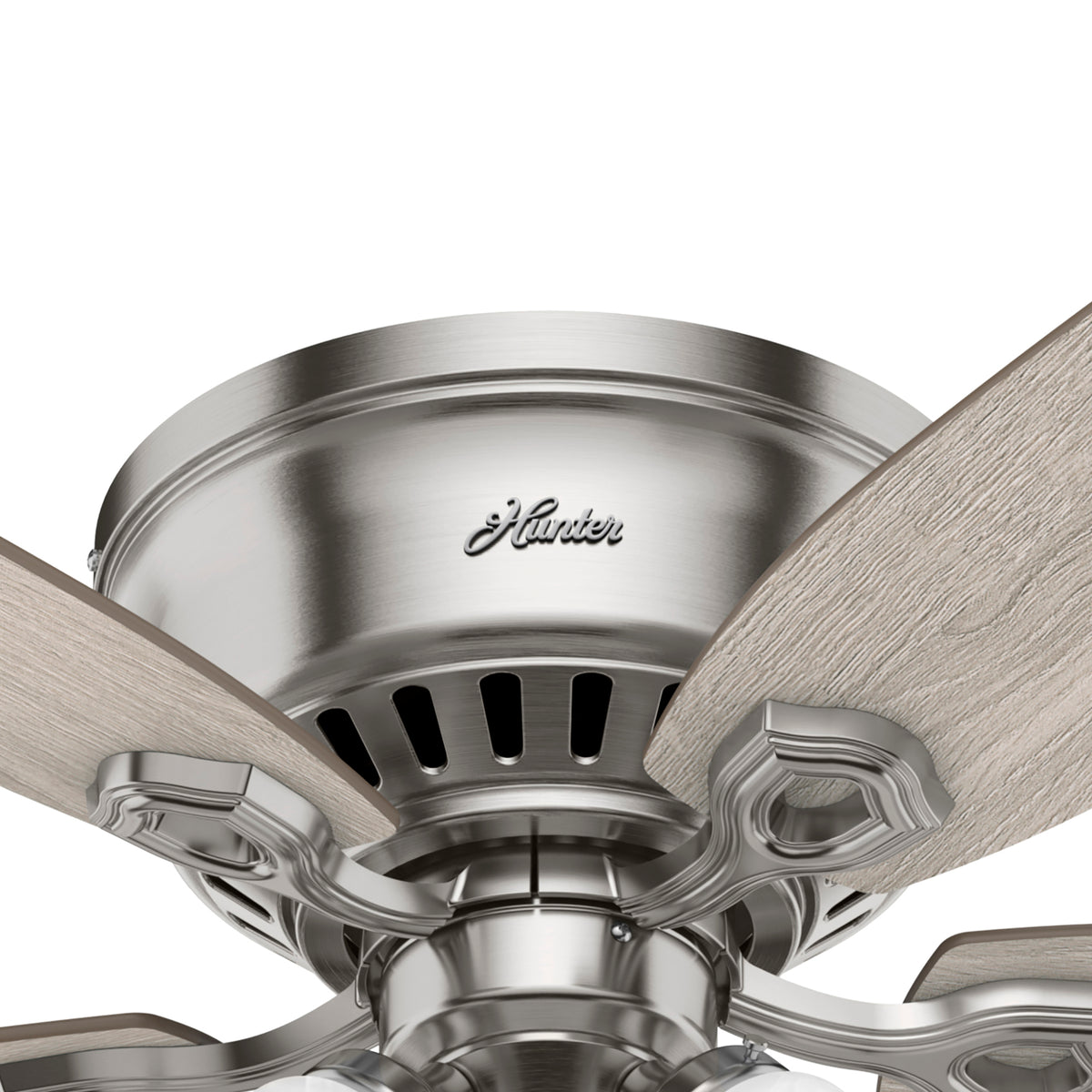 52 inch Builder Brushed Nickel Low Profile Ceiling Fan with LED Light Kit