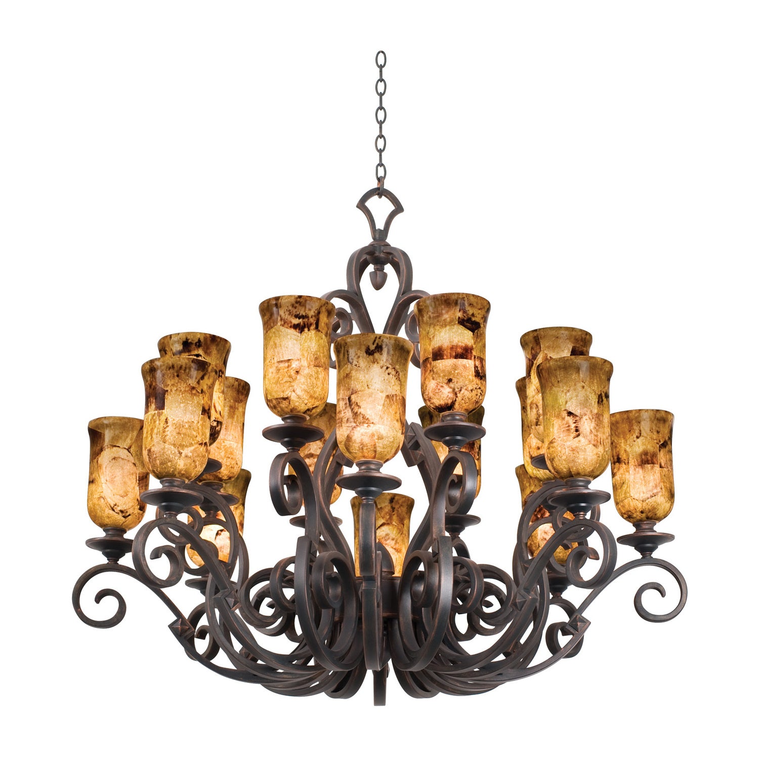 43'' Ibiza 16 Light Antique Copper Chandelier