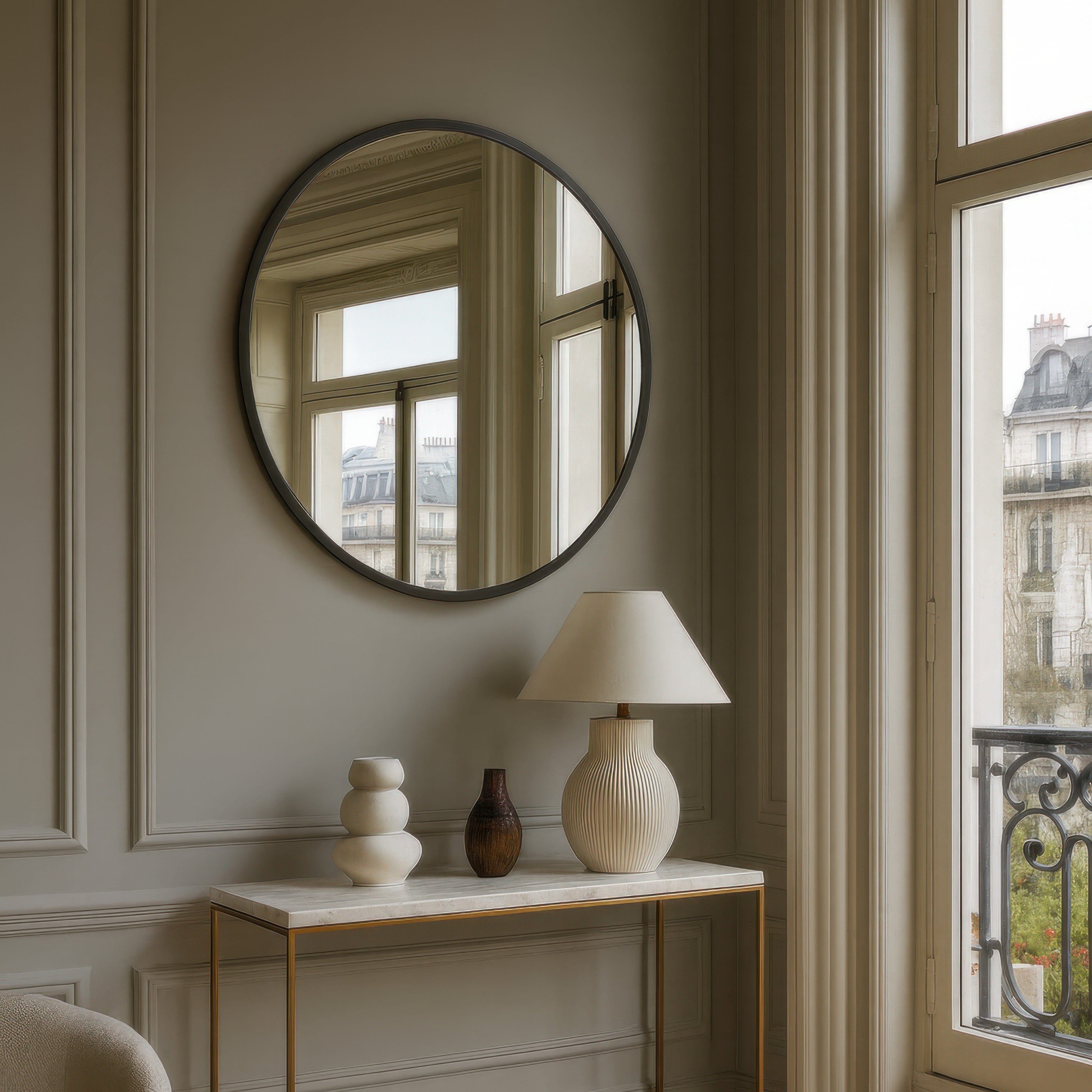 Cottage 30-in Round Mirror