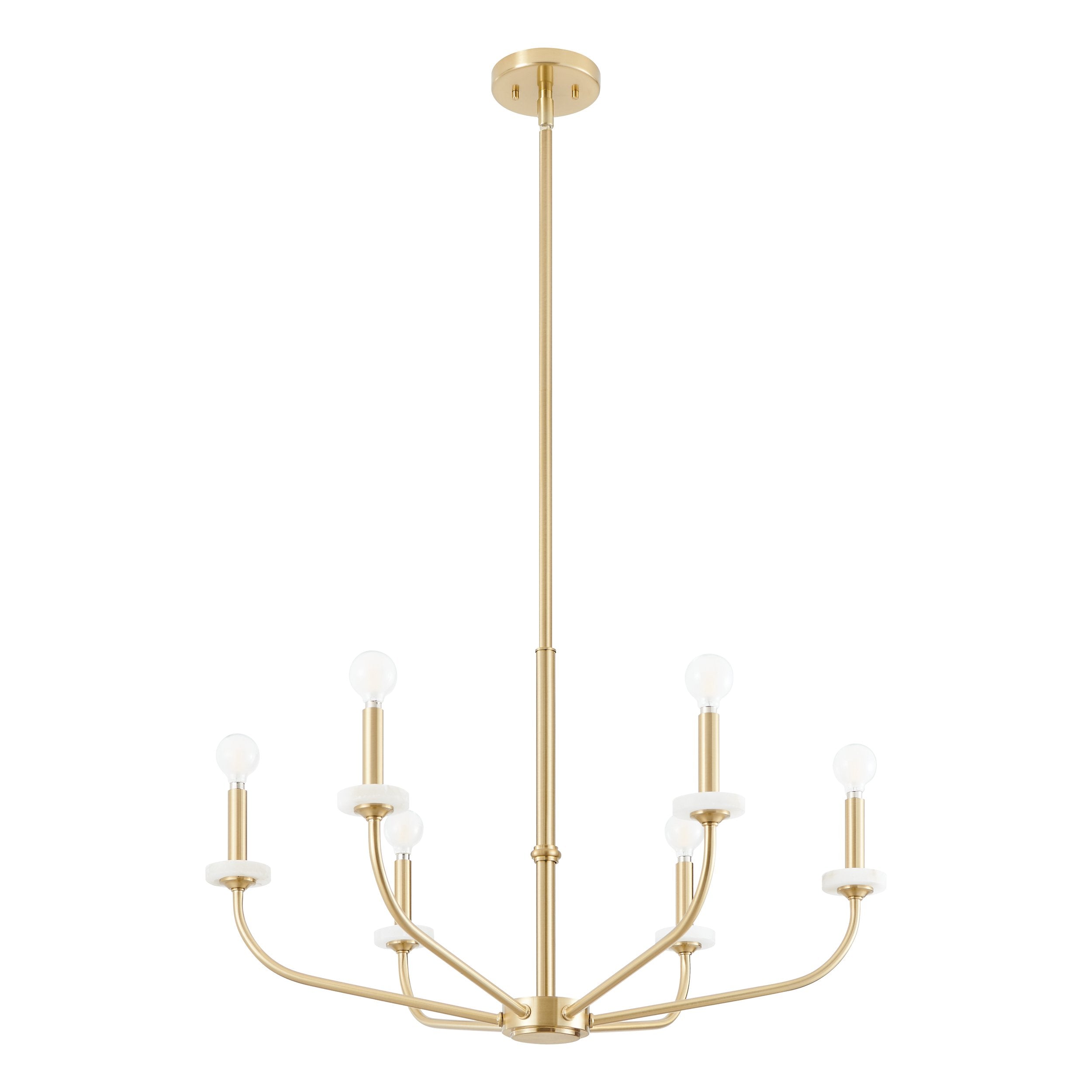 Leah 30-inch 6-light Brushed Gold and White Onyx Chandelier