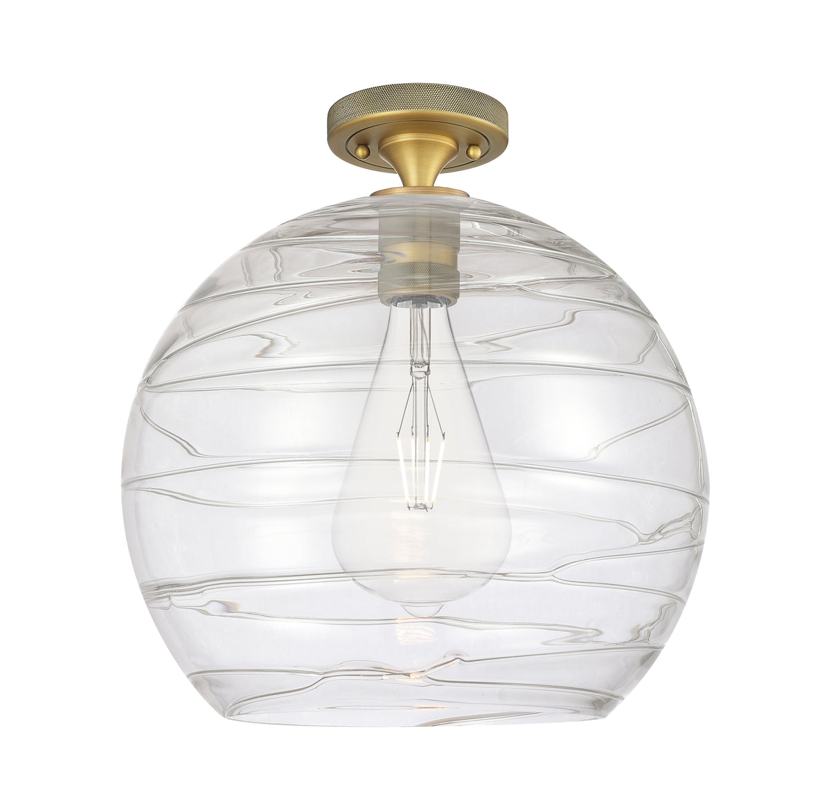 Athens Deco Swirl 14-Inch 1-Light Semi-Flush Mount 14.625-Inch High