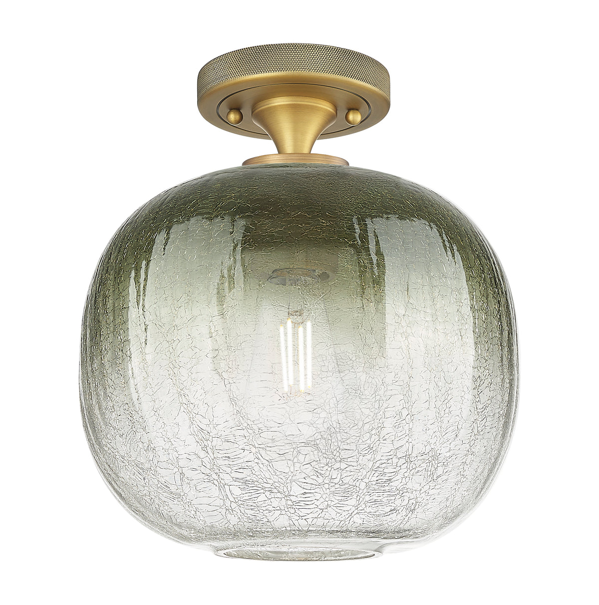 Downtown Flush Mount Satin Nickel Glass
