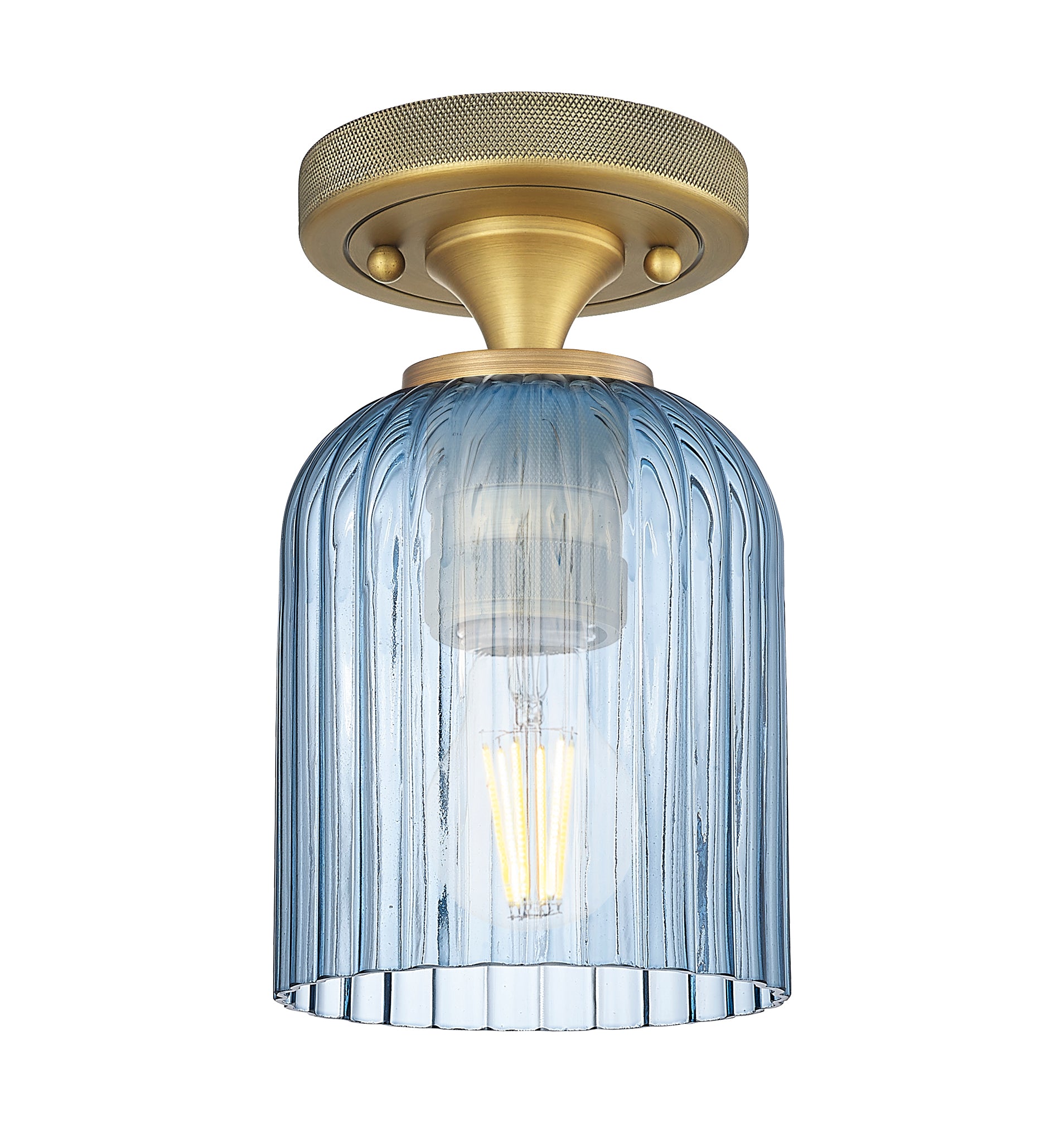 Downtown Flush Mount Satin Nickel Glass