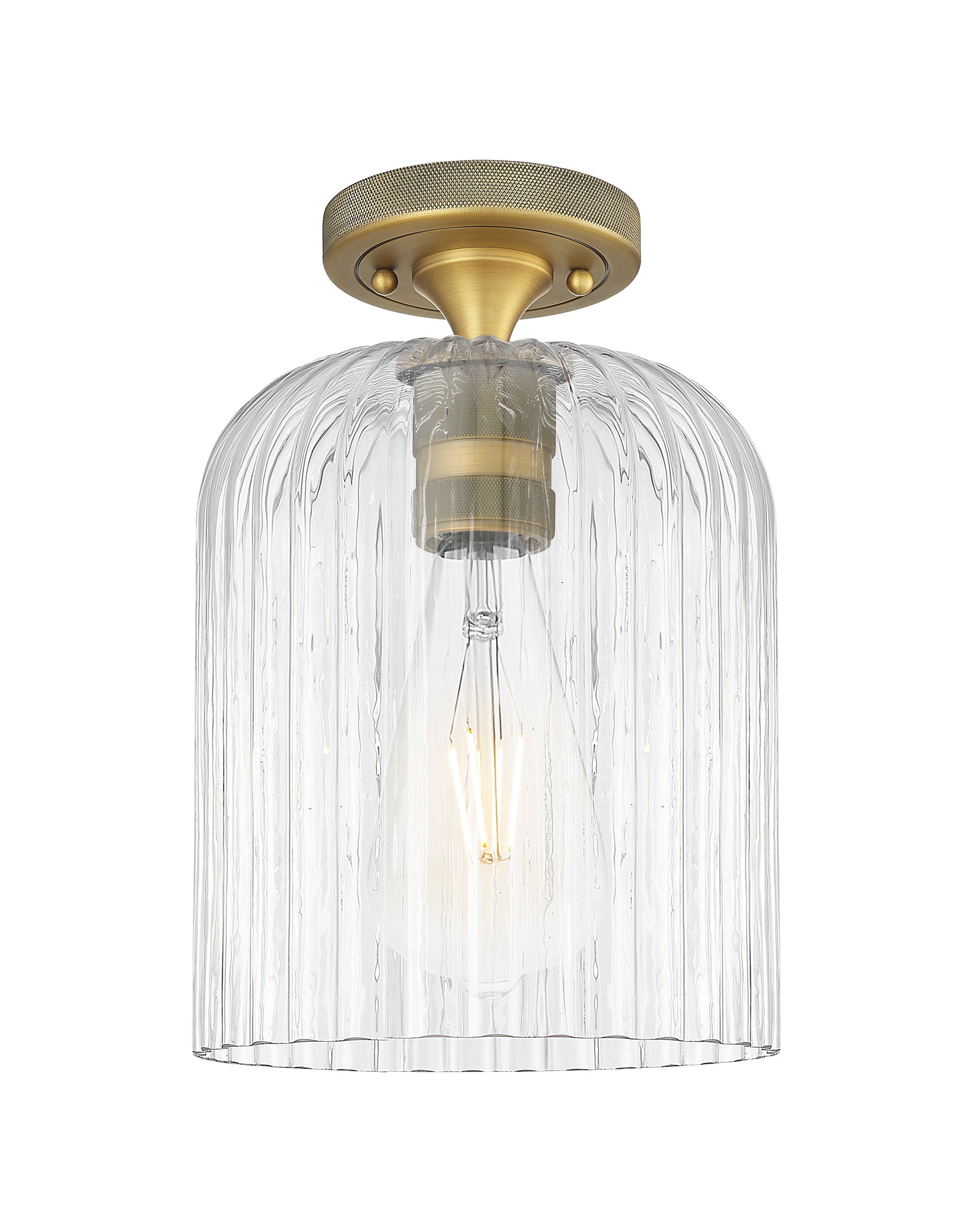 Downtown Flush Mount Satin Nickel Glass