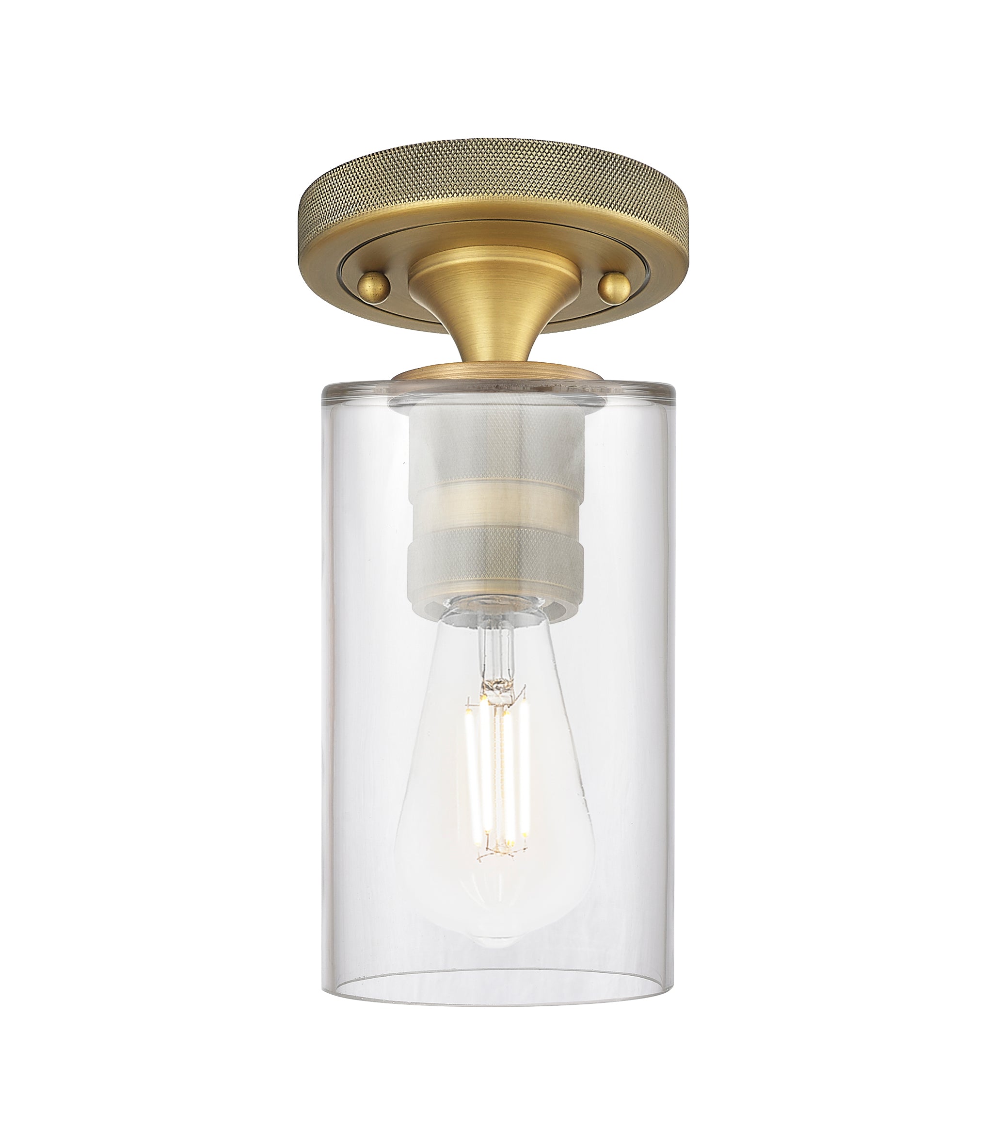 Downtown Flush Mount Satin Nickel Glass