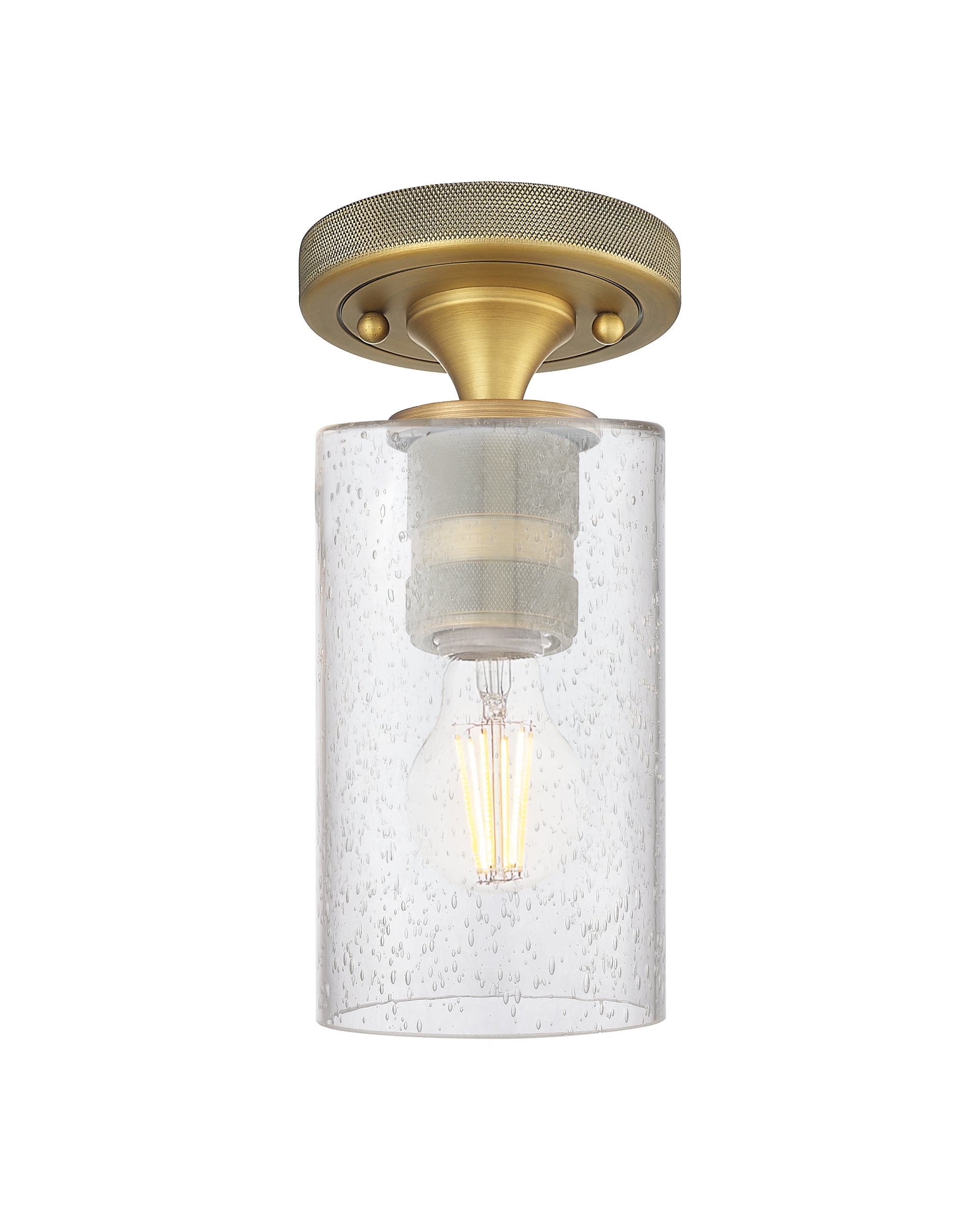 Downtown Flush Mount Satin Nickel Glass