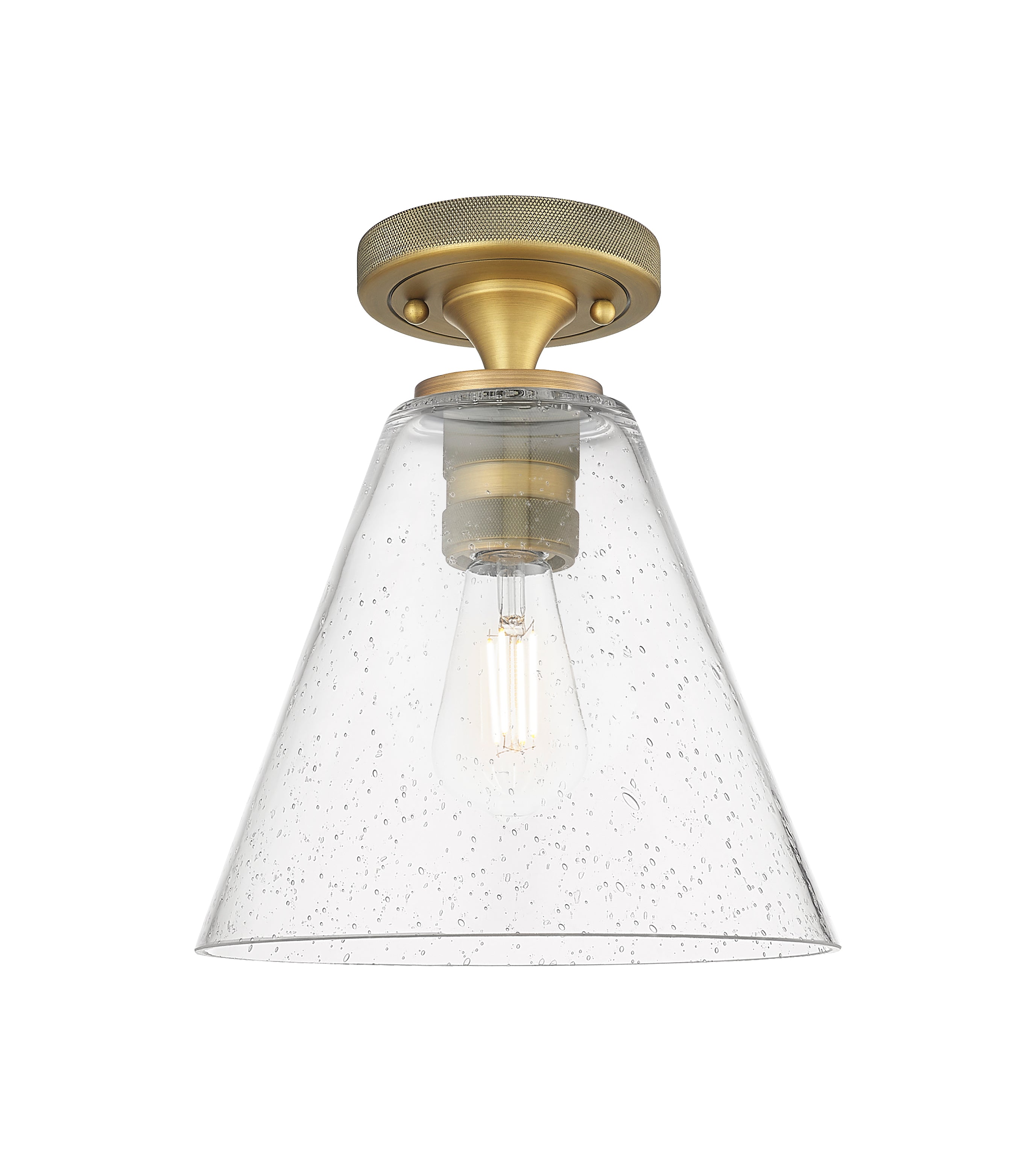 Downtown Flush Mount Satin Nickel Glass