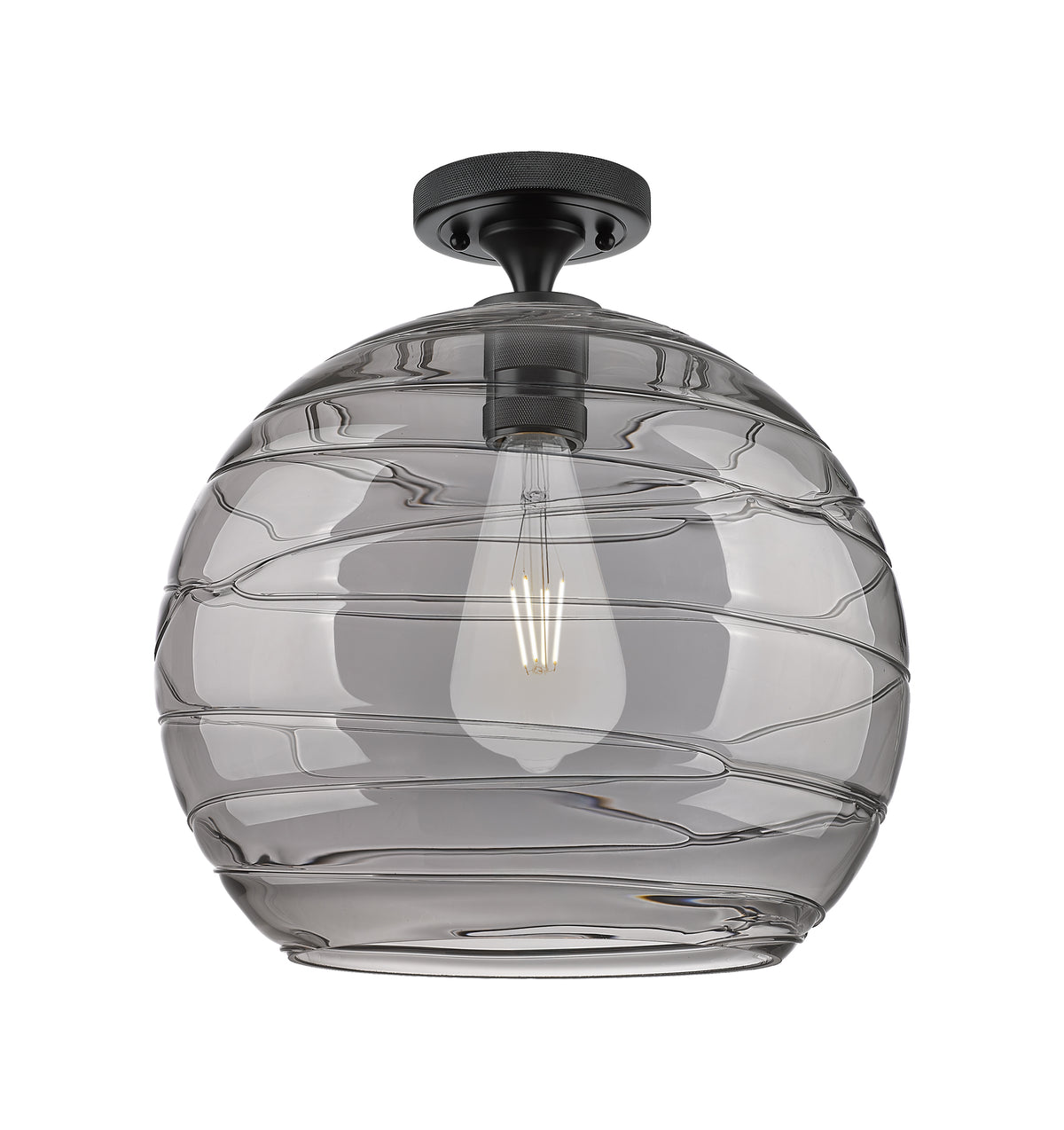 Athens Deco Swirl 14-Inch 1-Light Semi-Flush Mount 14.625-Inch High