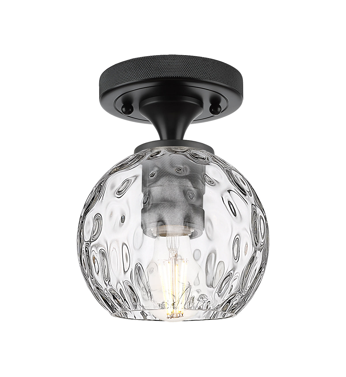 Athens Water Glass 6-Inch 1-Light Semi-Flush Mount 7.5-Inch High
